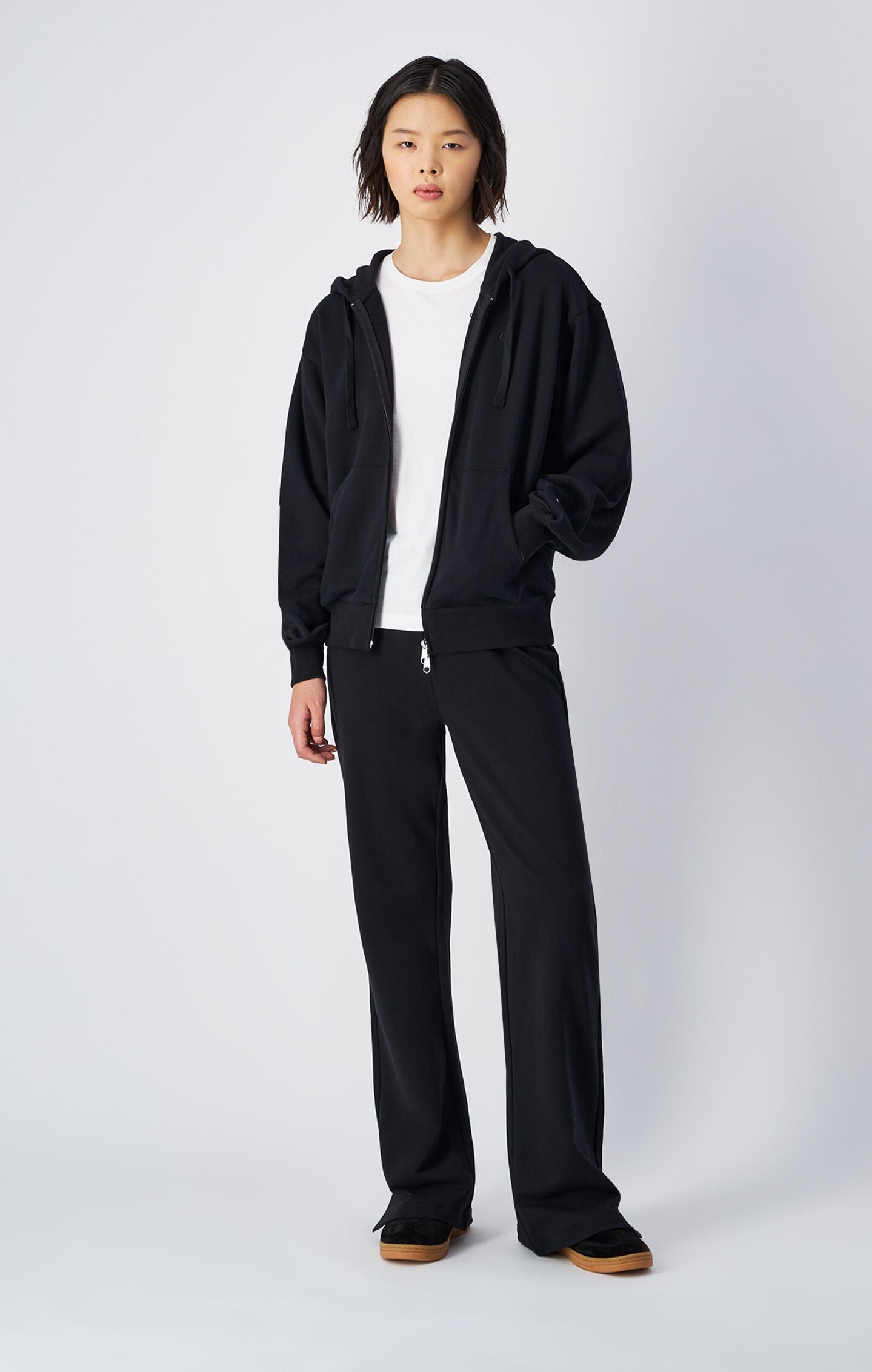 Women's Lightweight Full-Zip Hoodie with Tone-on-Tone C Logo