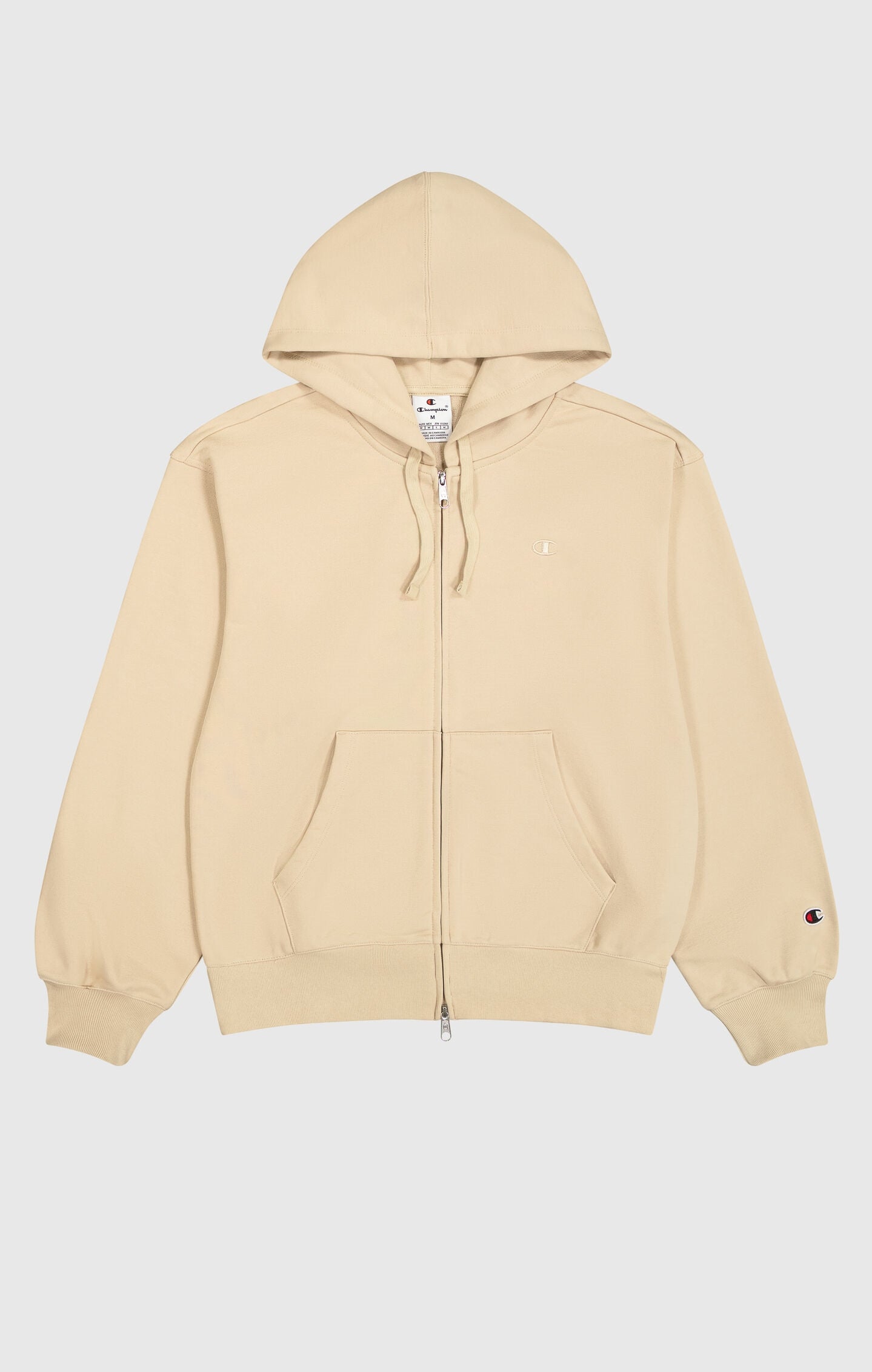 Leichter Kapuzenpullover mit Durchgehendem Reißverschluss und Ton-in-Ton C Logo Damen