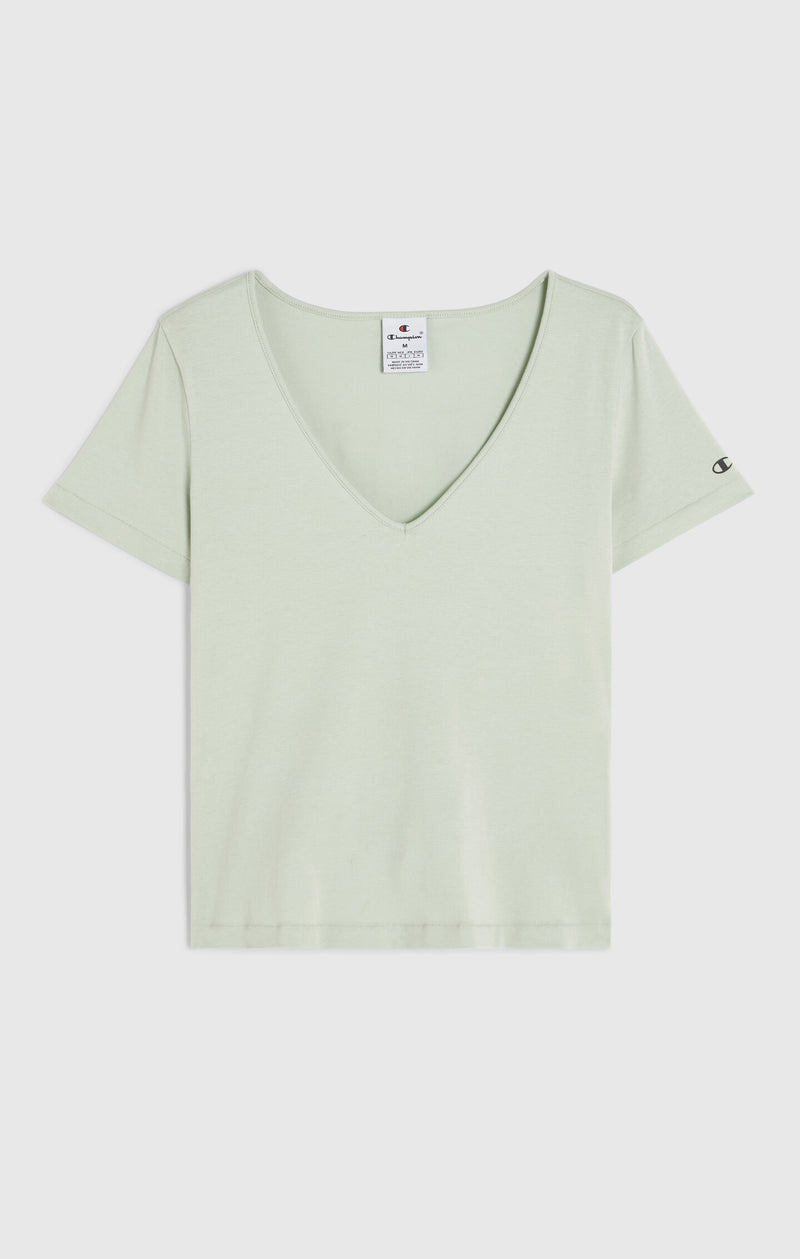 T-shirt Femme Coupe Slim à Col en V en Nylon Léger C-Tech