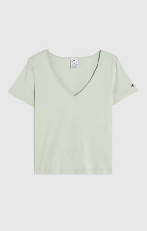 T-shirt Femme Coupe Slim à Col en V en Nylon Léger C-Tech