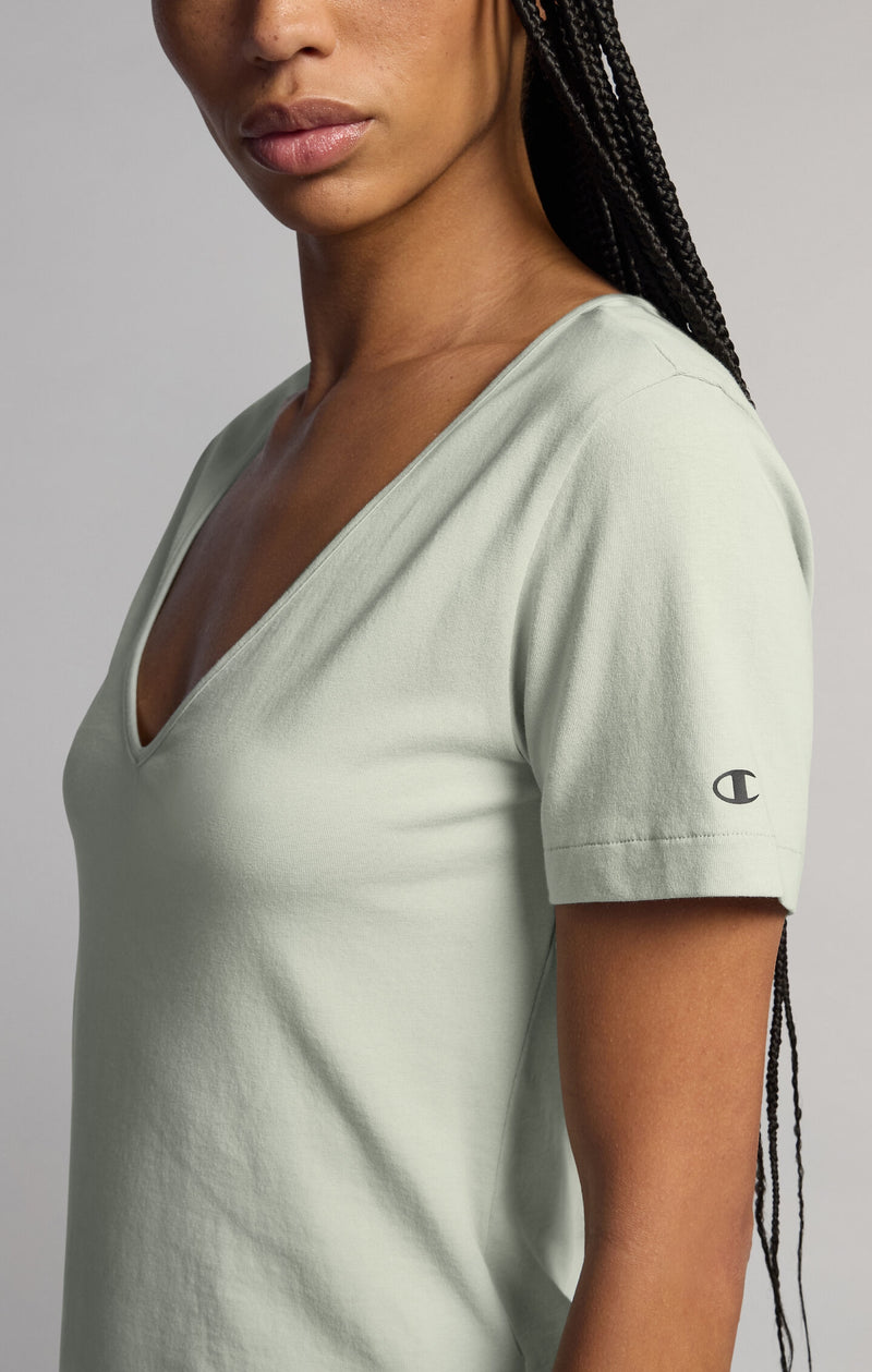 T-shirt Femme Coupe Slim à Col en V en Nylon Léger C-Tech