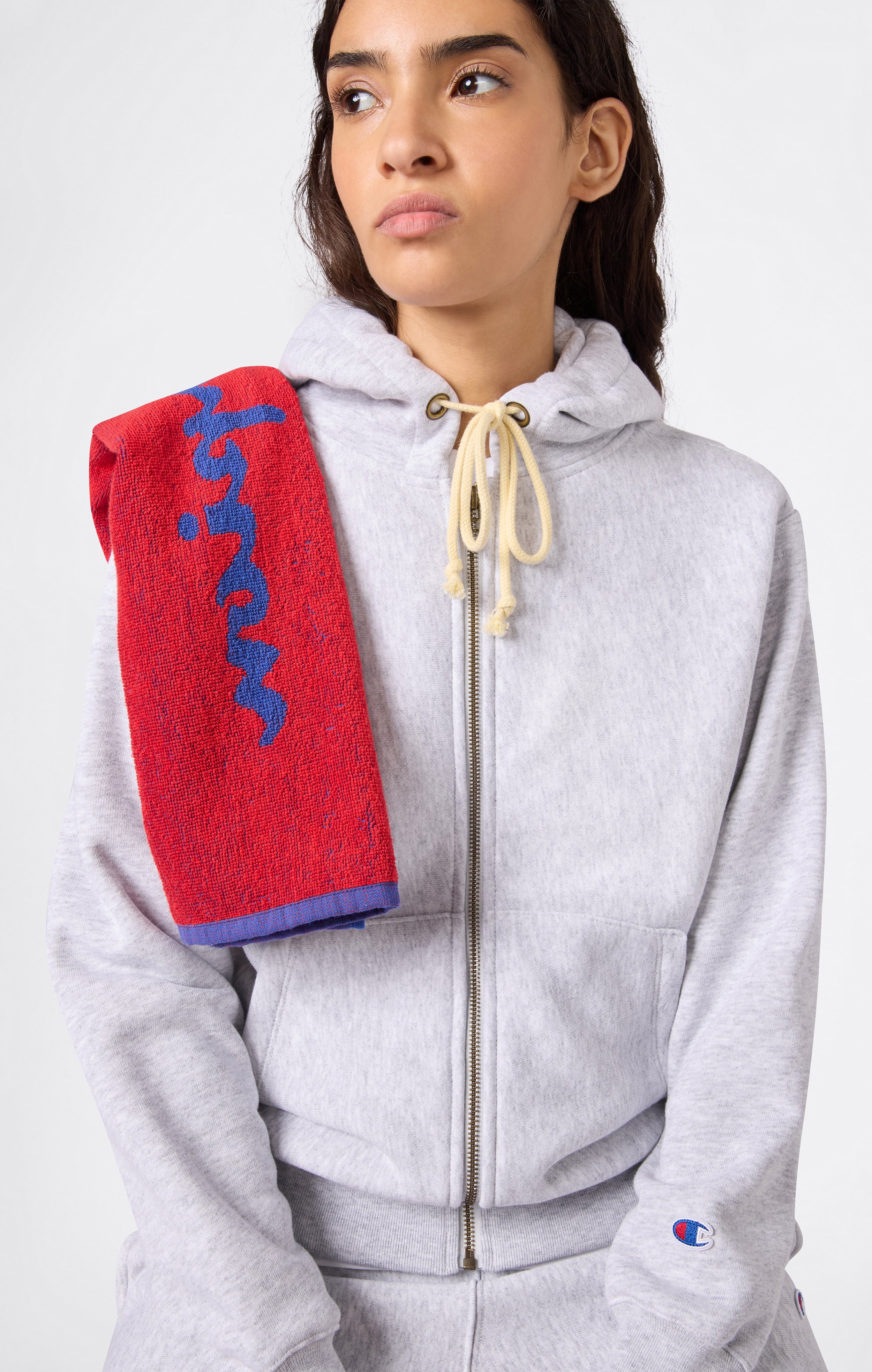 Felpa con Cappuccio Pesante Full Zip e Interno Felpato da Donna Reverse Weave