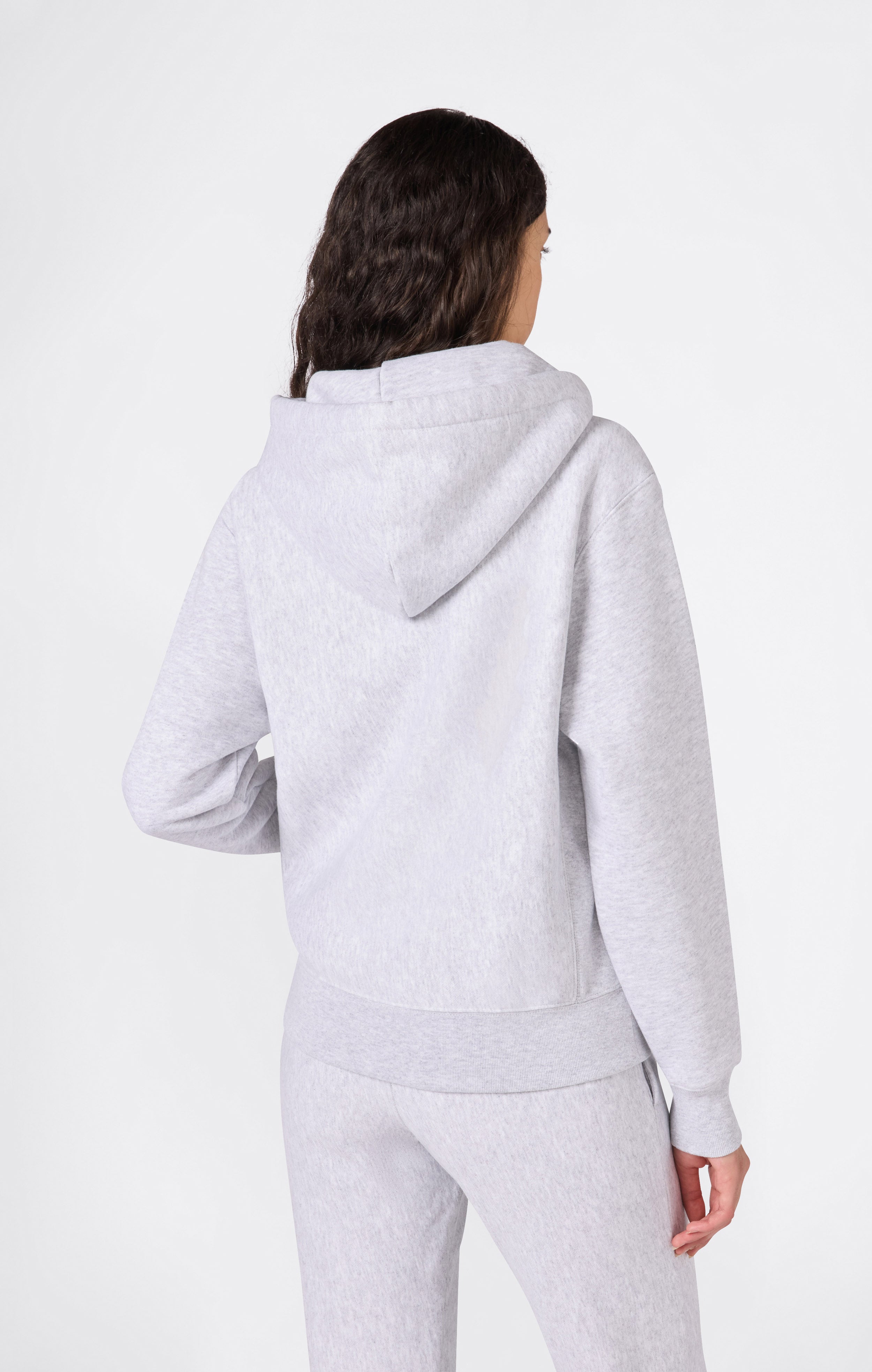 Felpa con Cappuccio Pesante Full Zip e Interno Felpato da Donna Reverse Weave