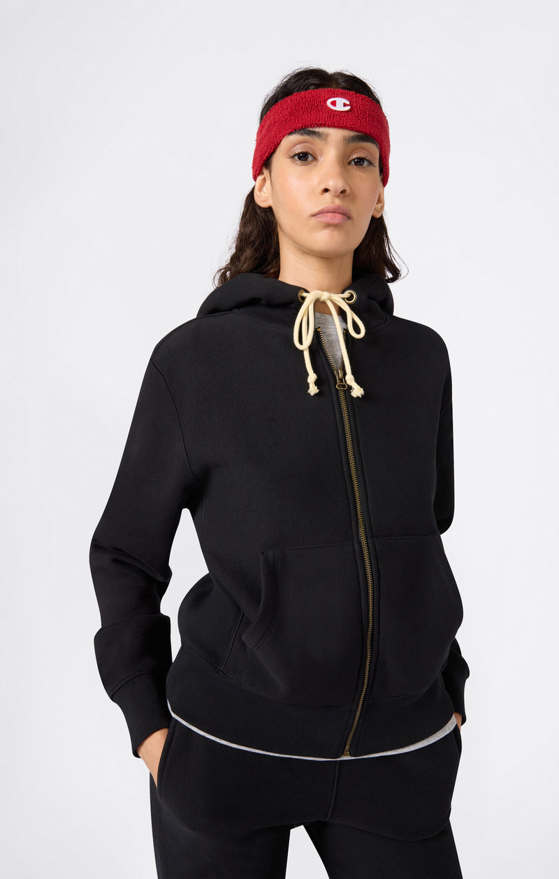 REVERSE WEAVE Women's Fleece Full Zip Hoodie Black rwss core