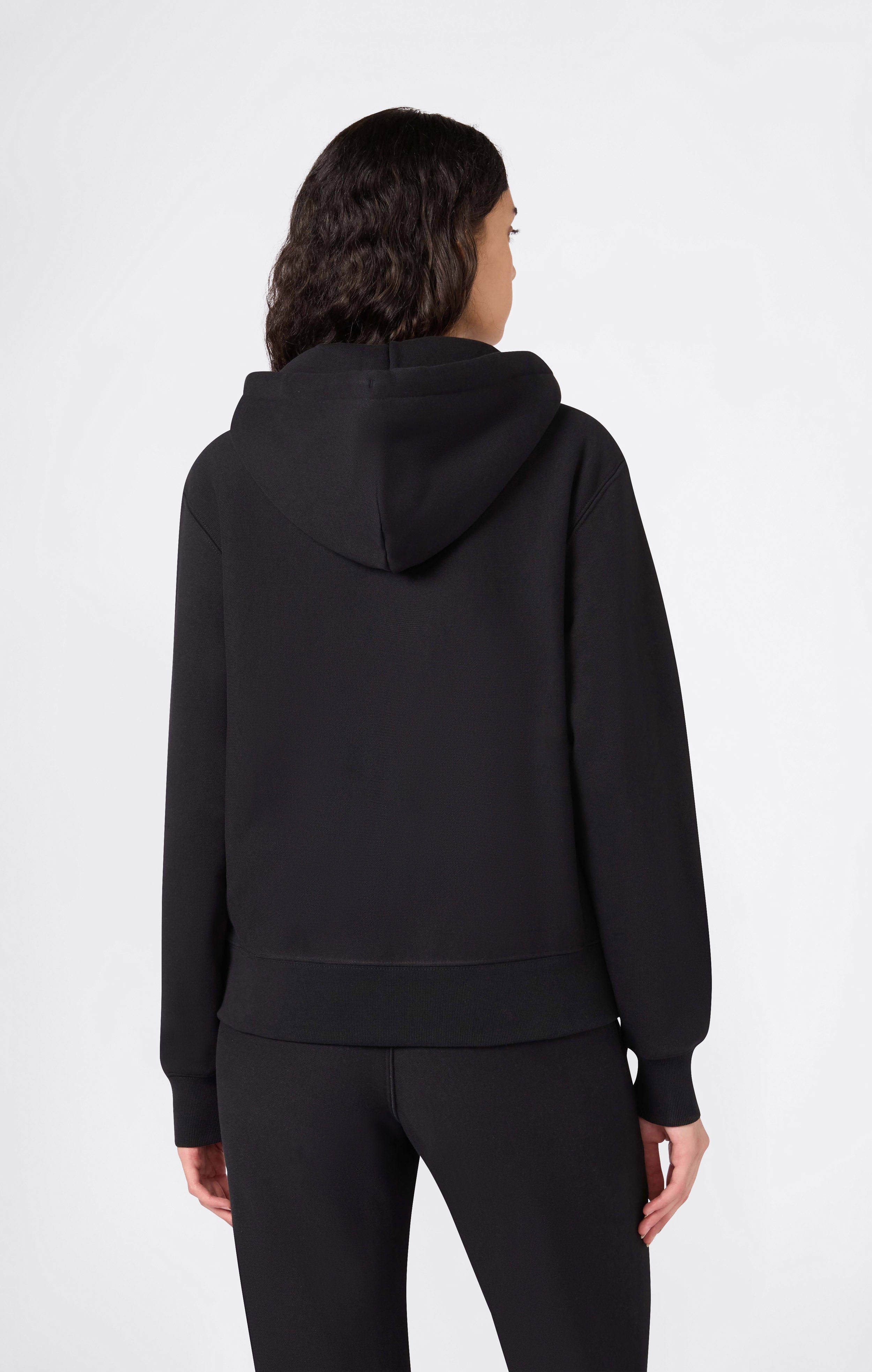 Felpa con Cappuccio Pesante Full Zip e Interno Felpato da Donna Reverse Weave