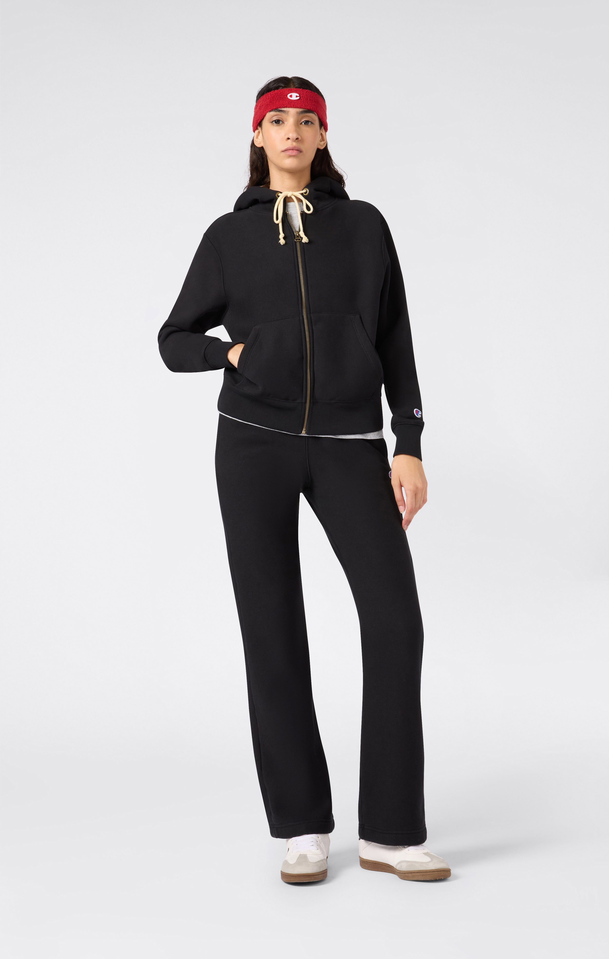 Felpa con Cappuccio Pesante Full Zip e Interno Felpato da Donna Reverse Weave