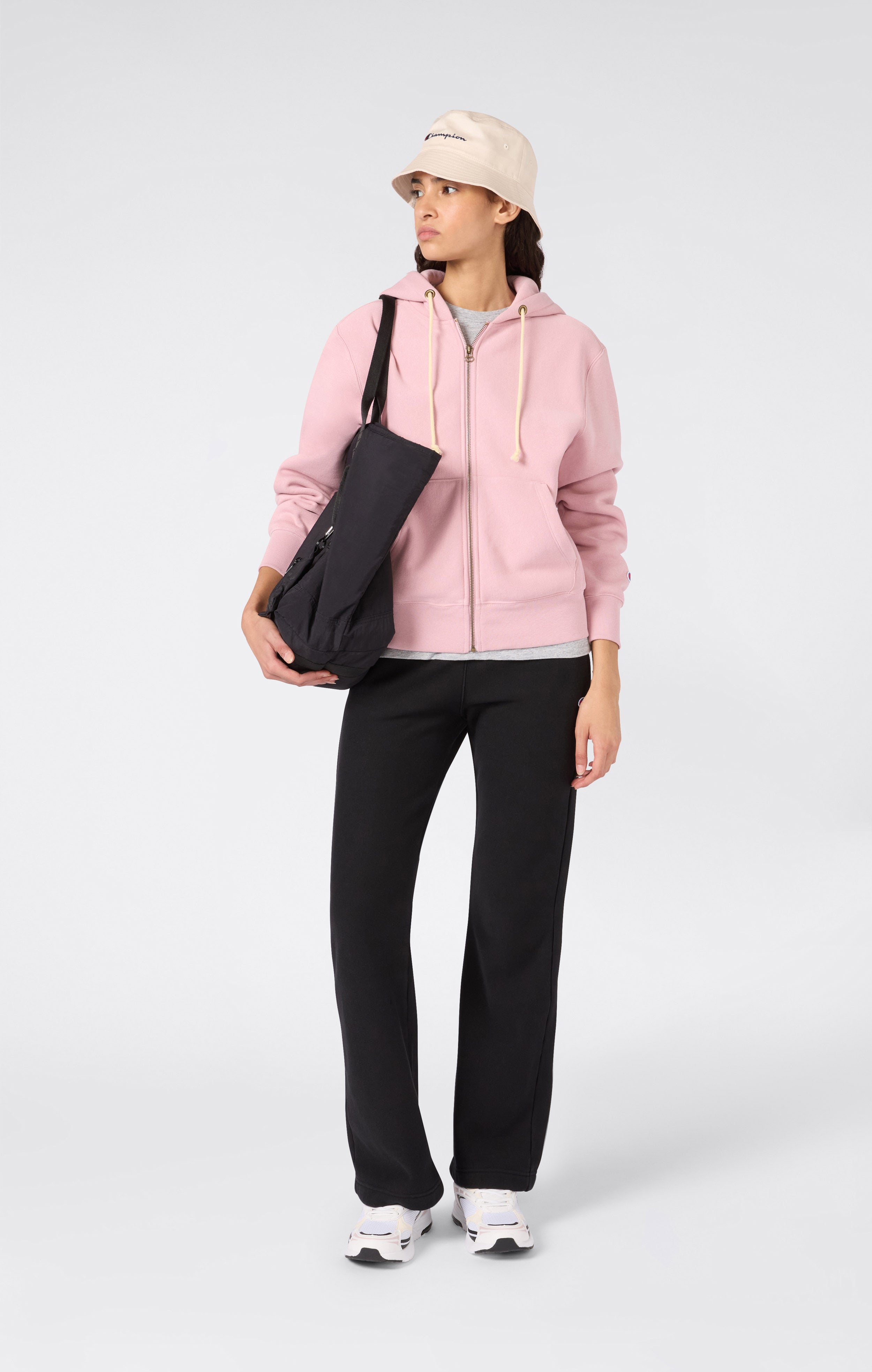Felpa con Cappuccio Pesante Full Zip e Interno Felpato da Donna Reverse Weave