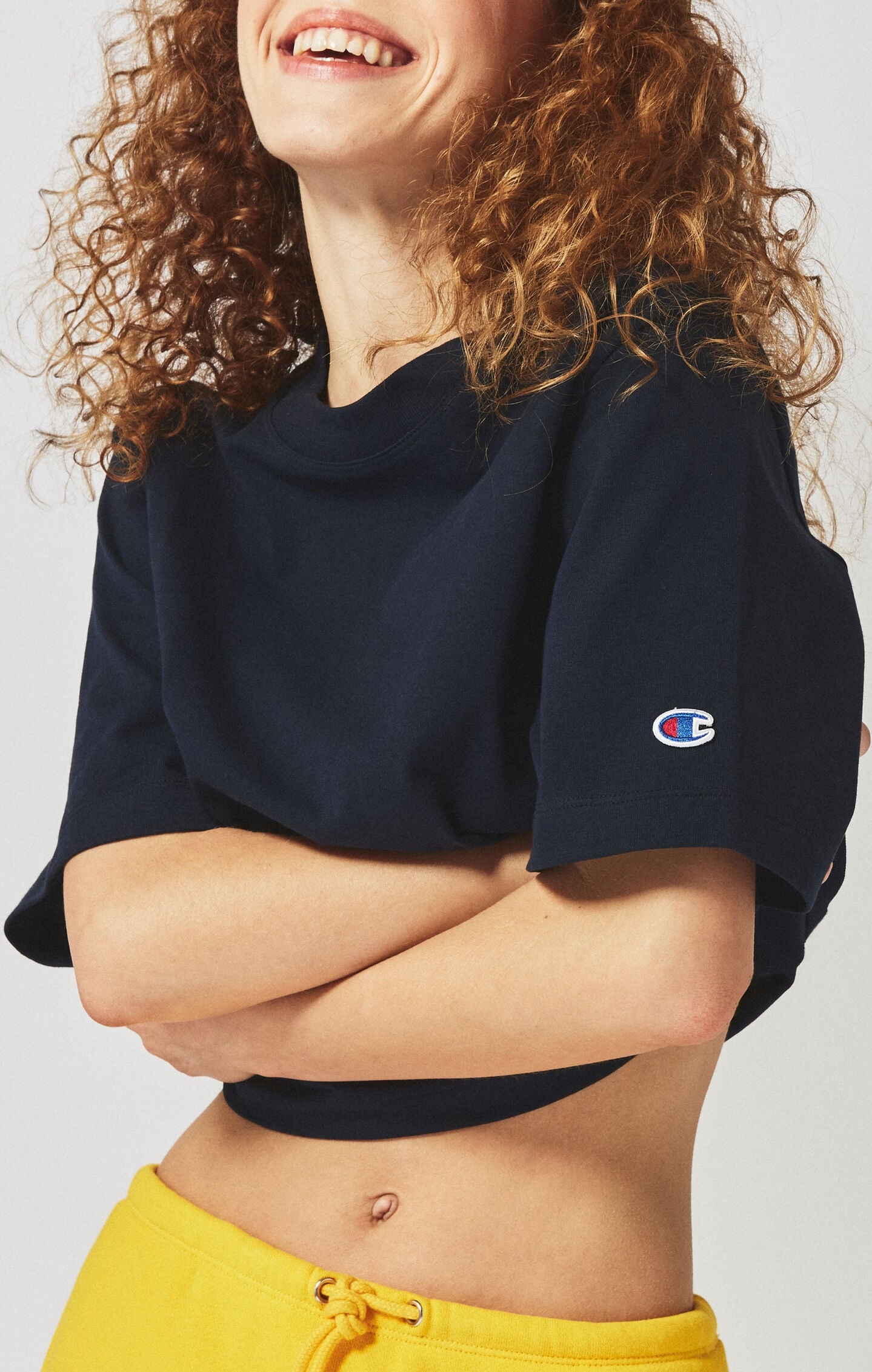 T-shirt Cropped Donna in Jersey di Cotone Pesante