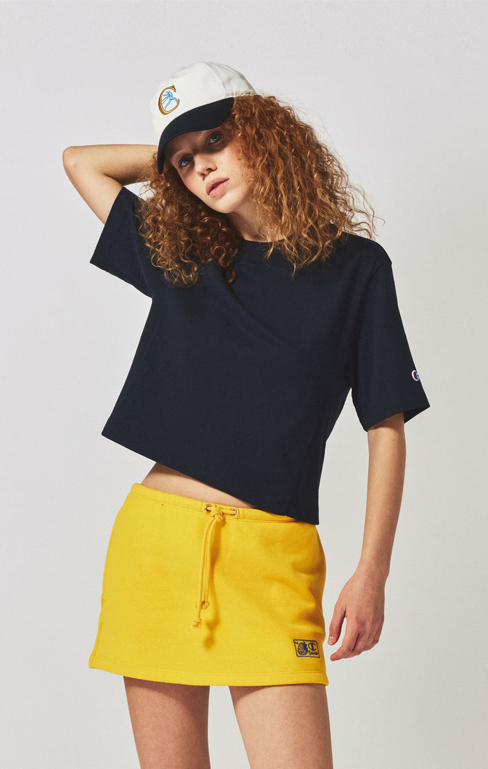 T-shirt Cropped Donna in Jersey di Cotone Pesante