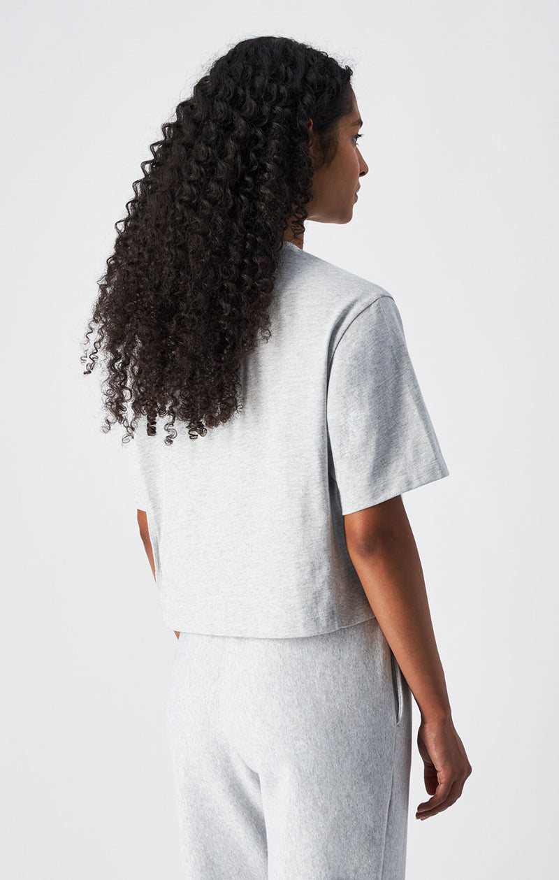T-shirt Cropped Femme en Jersey de Coton Épais