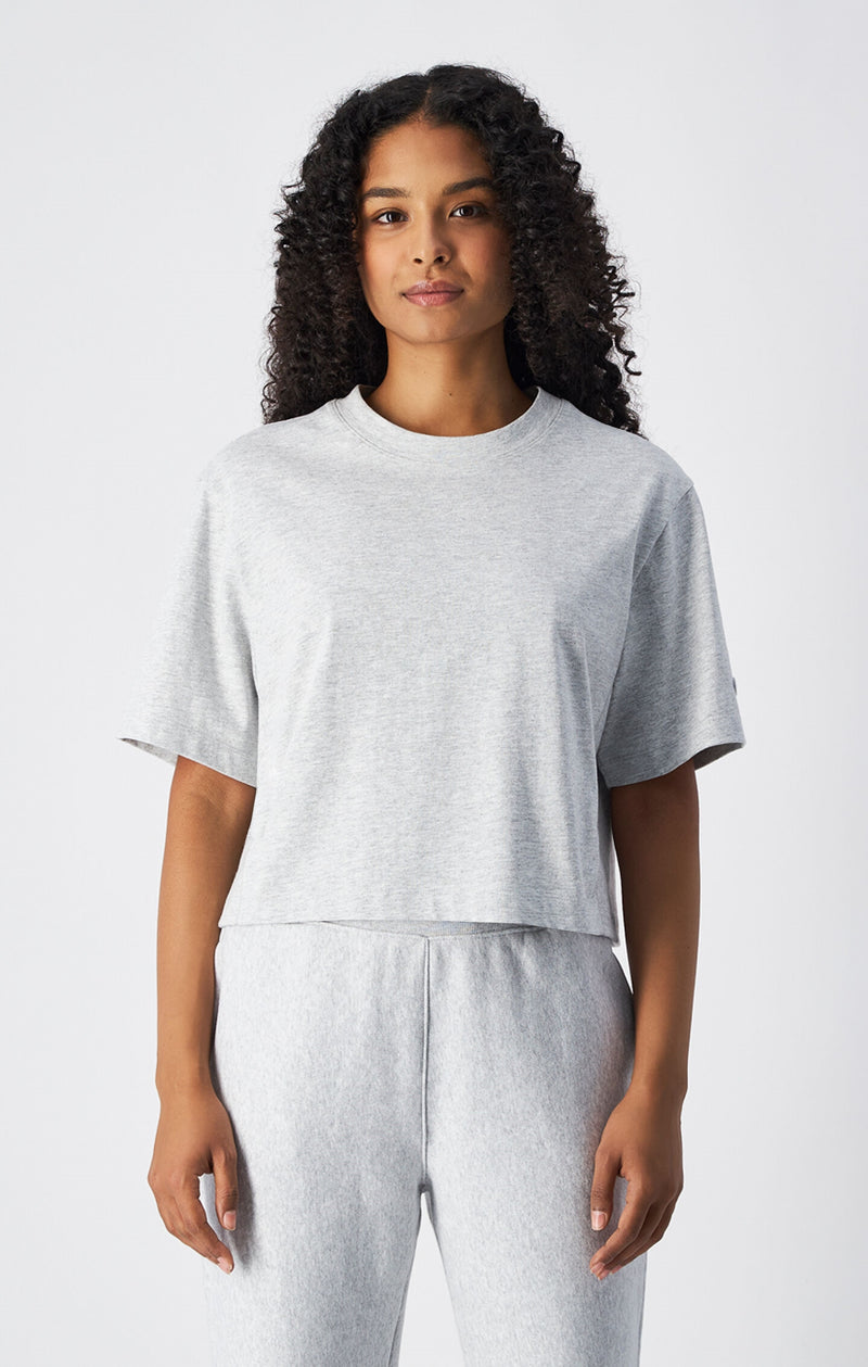 T-shirt Cropped Femme en Jersey de Coton Épais
