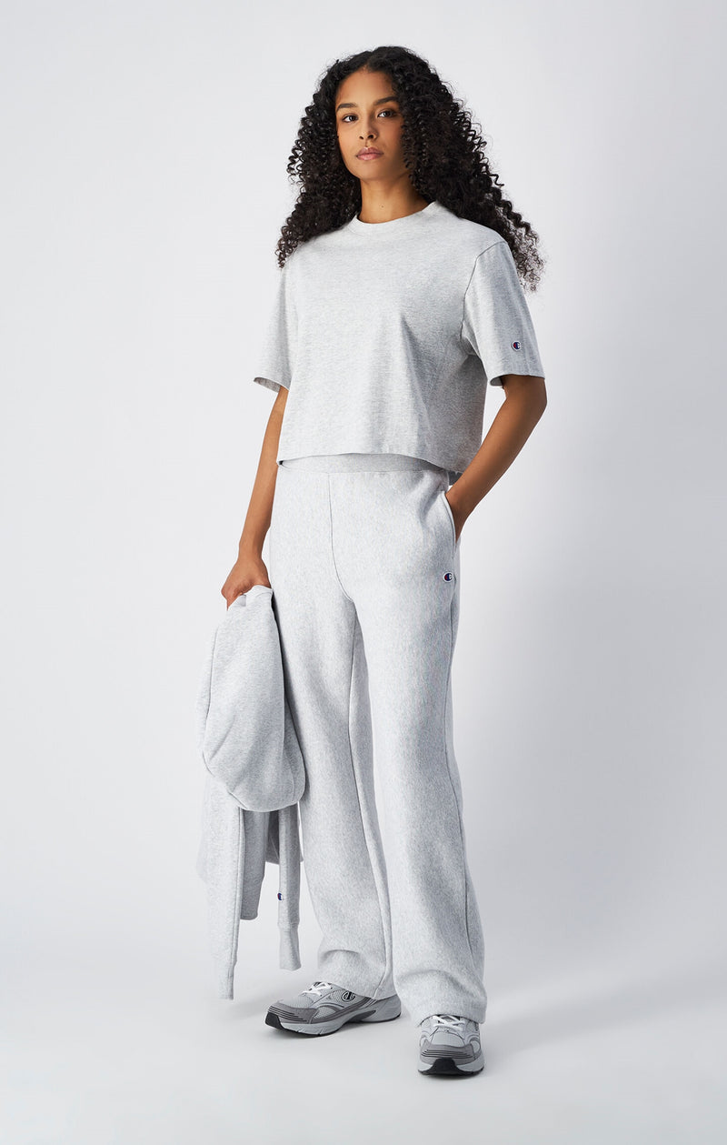 T-shirt Cropped Femme en Jersey de Coton Épais