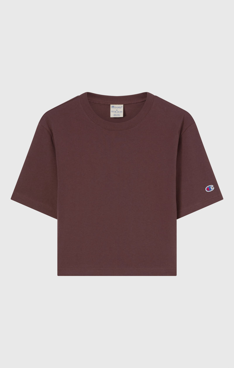 T-shirt Cropped Femme en Jersey de Coton Épais