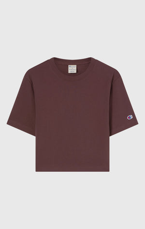 T-shirt Cropped Femme en Jersey de Coton Épais