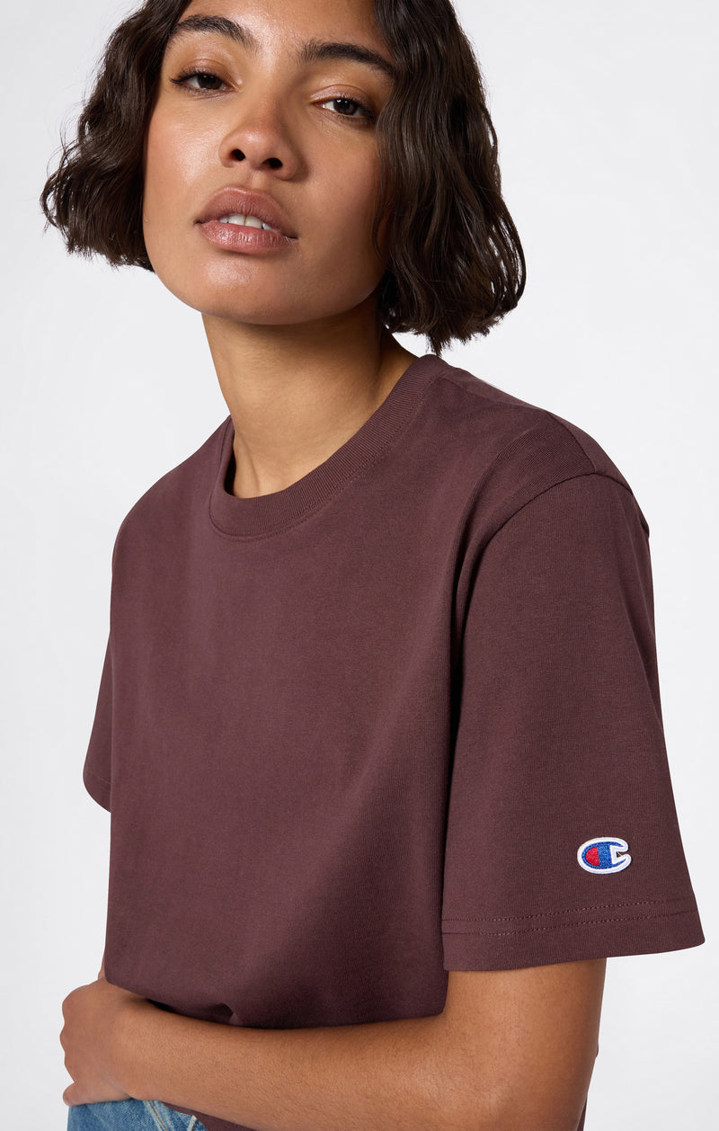 T-shirt Cropped Femme en Jersey de Coton Épais