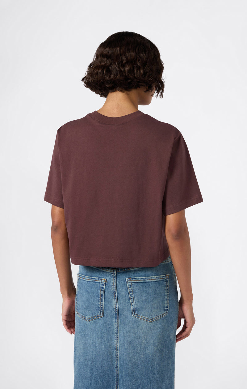 T-shirt Cropped Femme en Jersey de Coton Épais