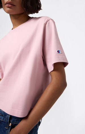 T-shirt Cropped Femme en Jersey de Coton Épais