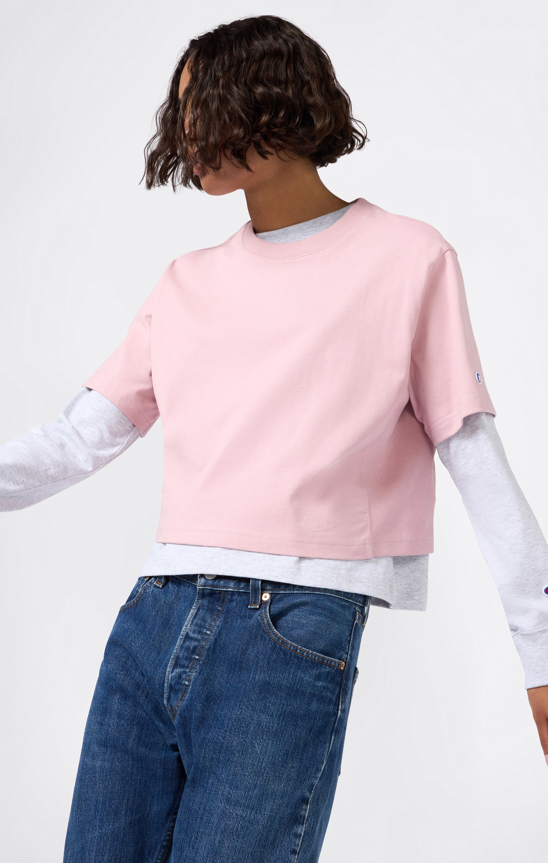 T-shirt Cropped Femme en Jersey de Coton Épais