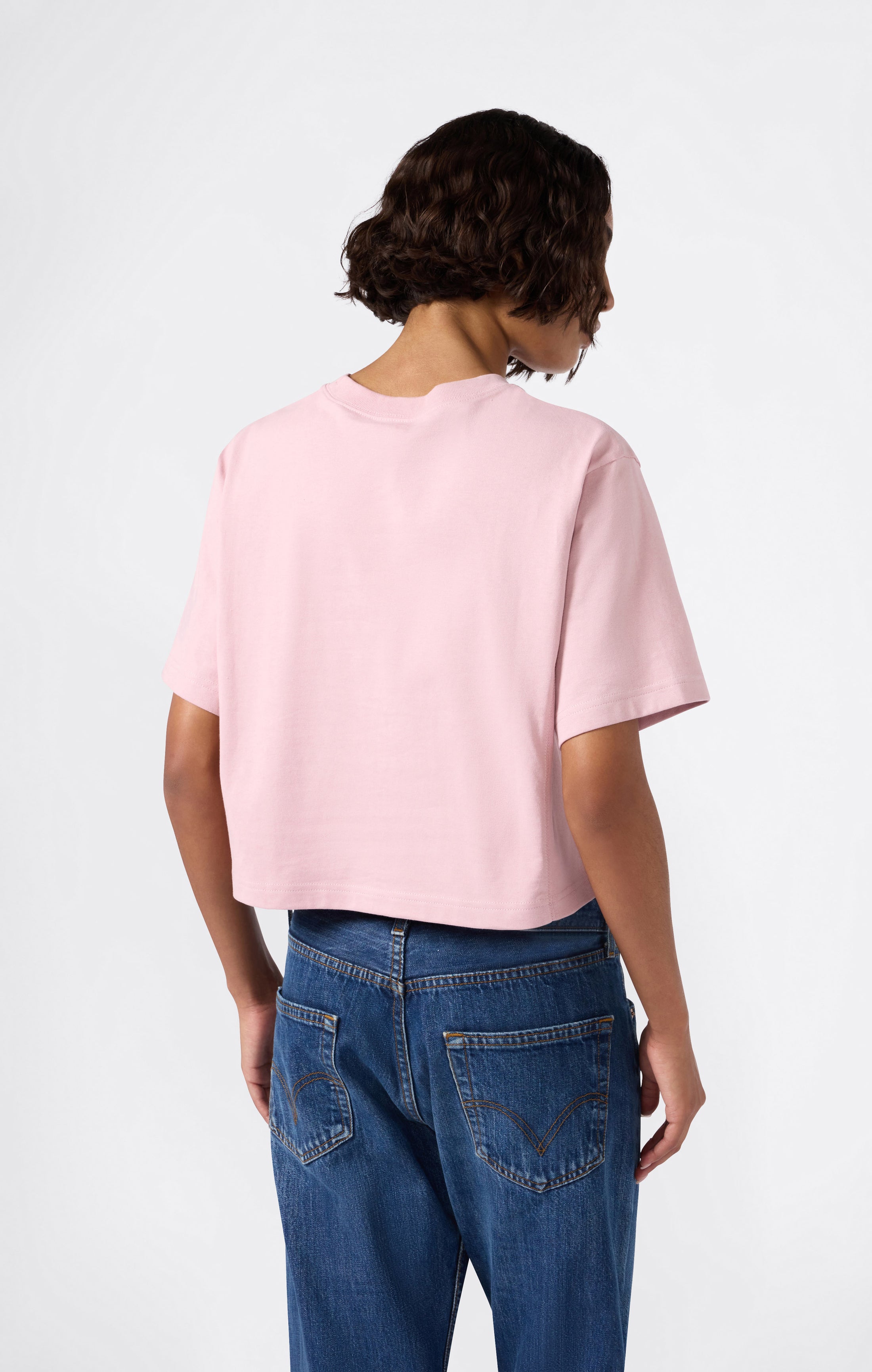 T-shirt Cropped Femme en Jersey de Coton Épais