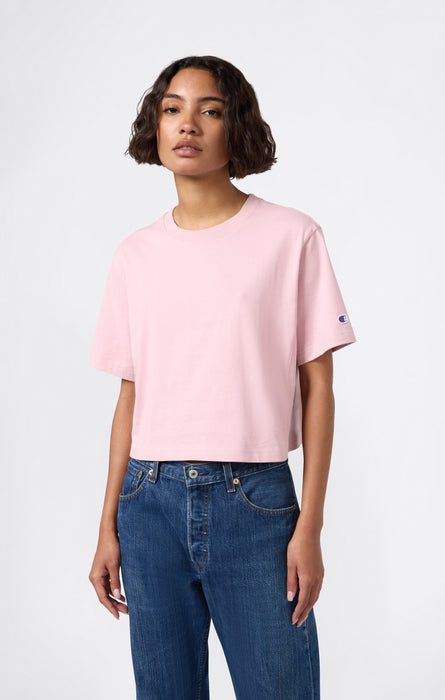 Cropped Damen-T-Shirt aus Schwerem Baumwolljersey