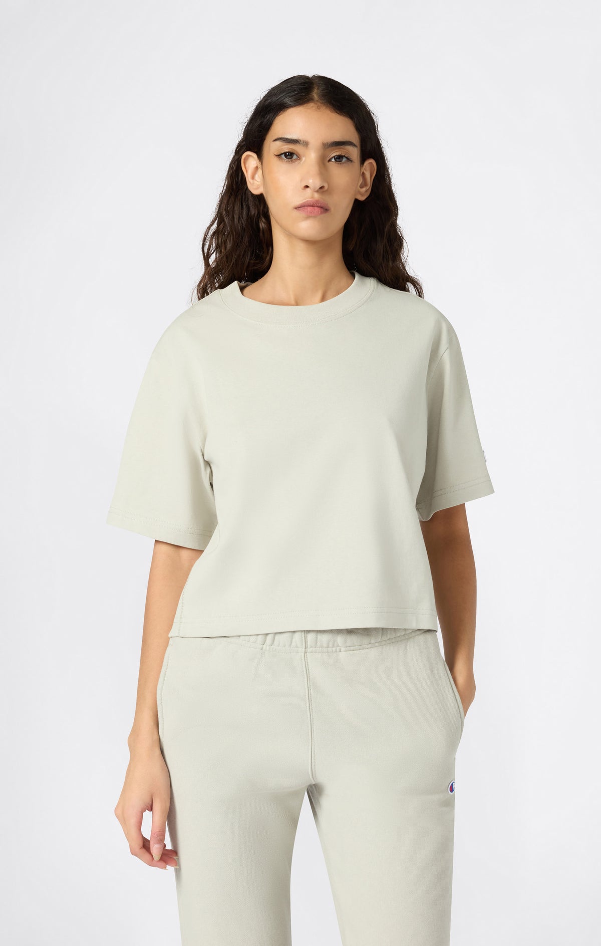 T-shirt Cropped Donna in Jersey di Cotone Pesante
