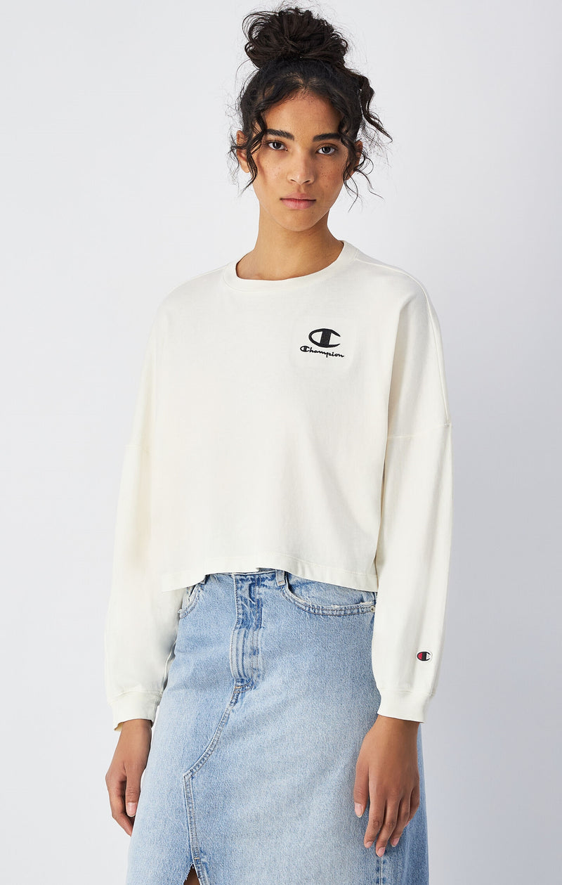 T-shirt à manches longues aspect délavé - Femmes