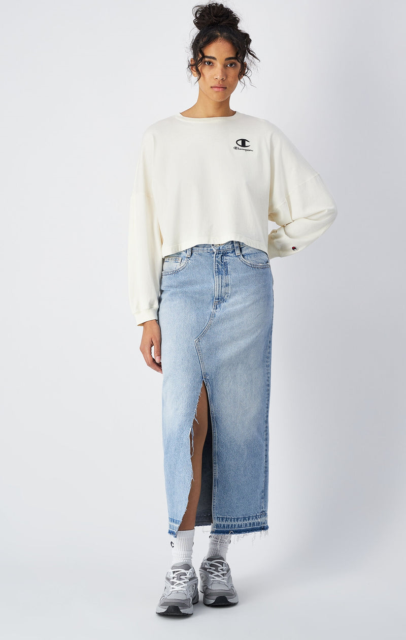 T-shirt à manches longues aspect délavé - Femmes