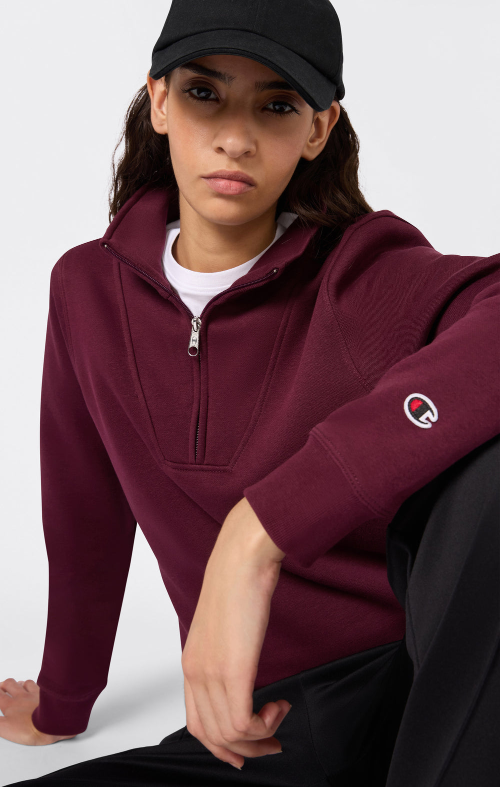 Felpa Con Mezza Zip Interno Felpato Icons Da Donna