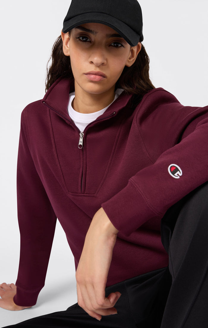 Felpa Con Mezza Zip Interno Felpato Icons Da Donna