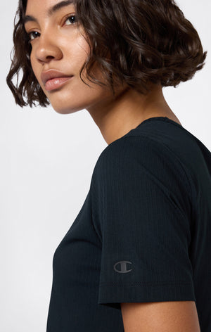 T-shirt Femme Côtelée Coupe Slim C-Tech