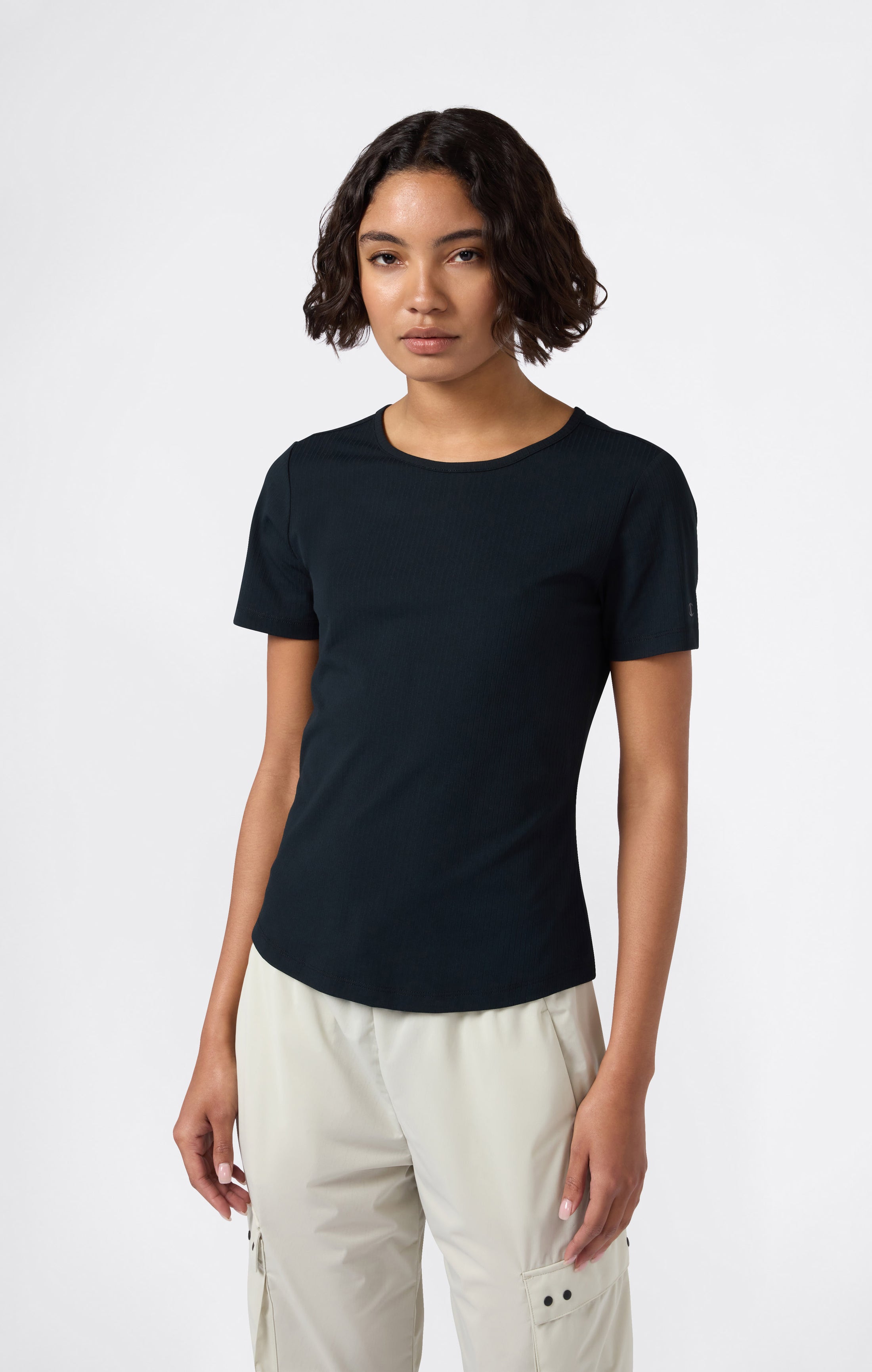T-shirt Femme Côtelée Coupe Slim C-Tech