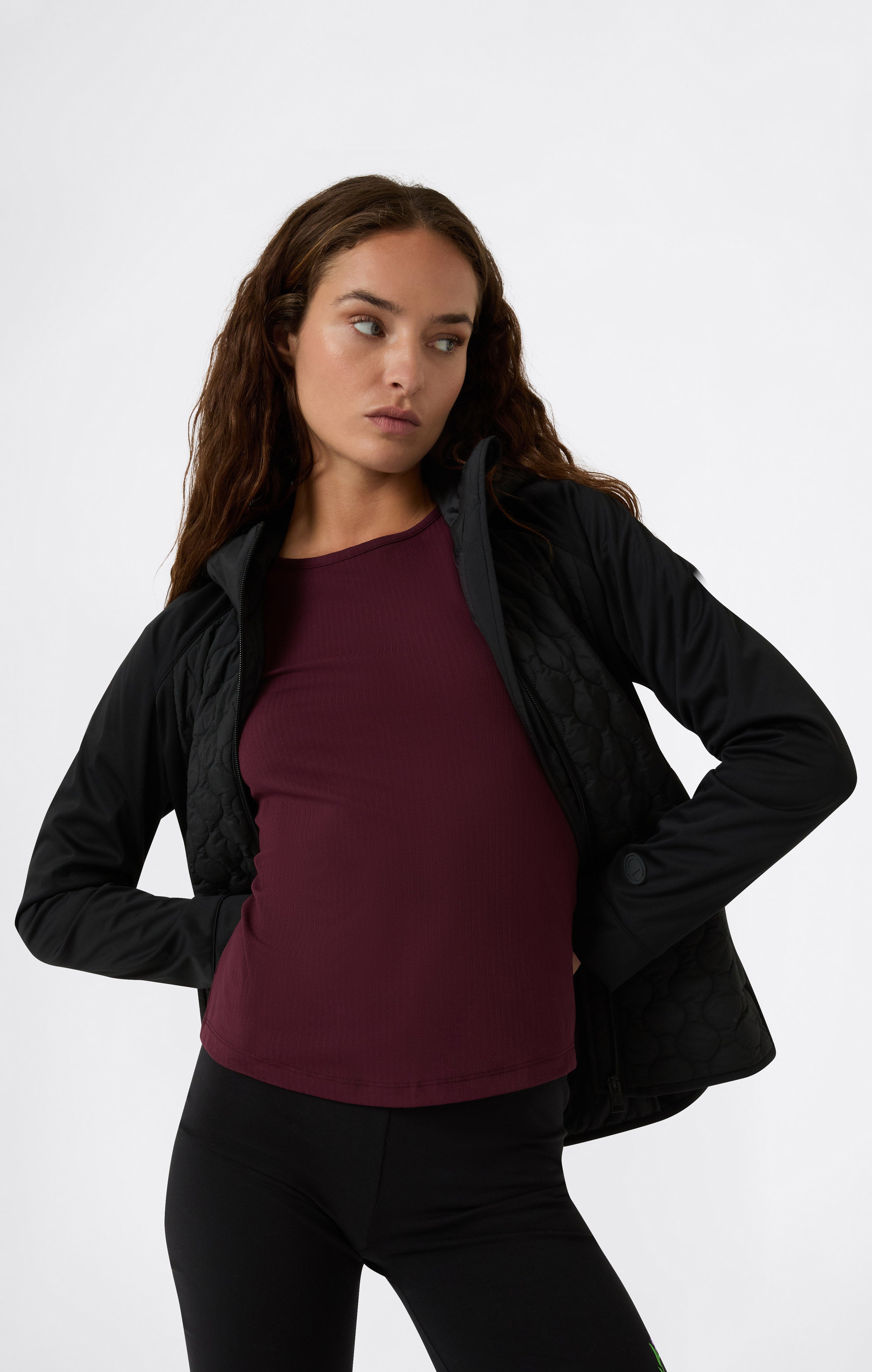 Damen T-Shirt aus Rippstoff, Slim Fit, C-Tech