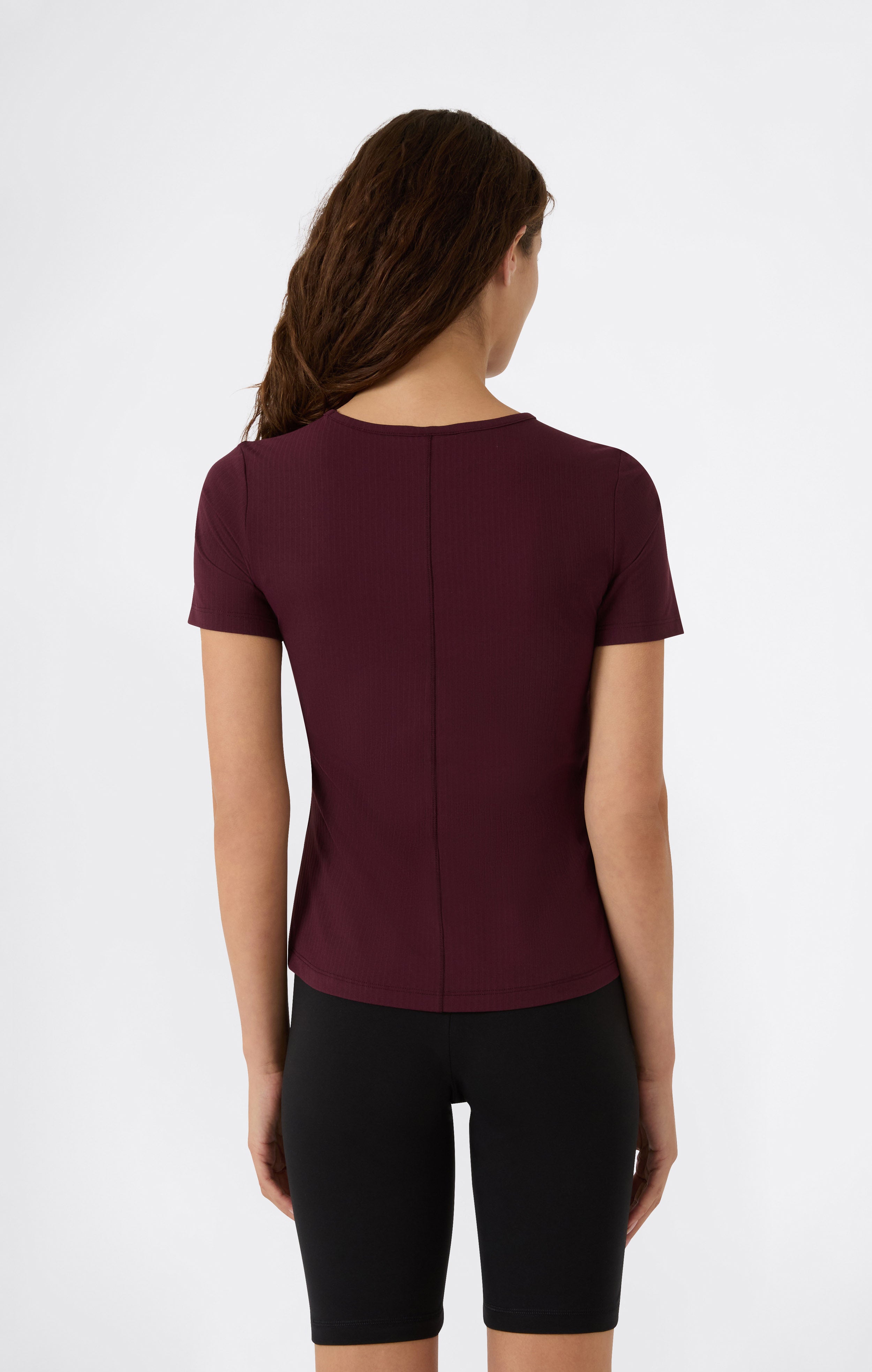 Damen T-Shirt aus Rippstoff, Slim Fit, C-Tech