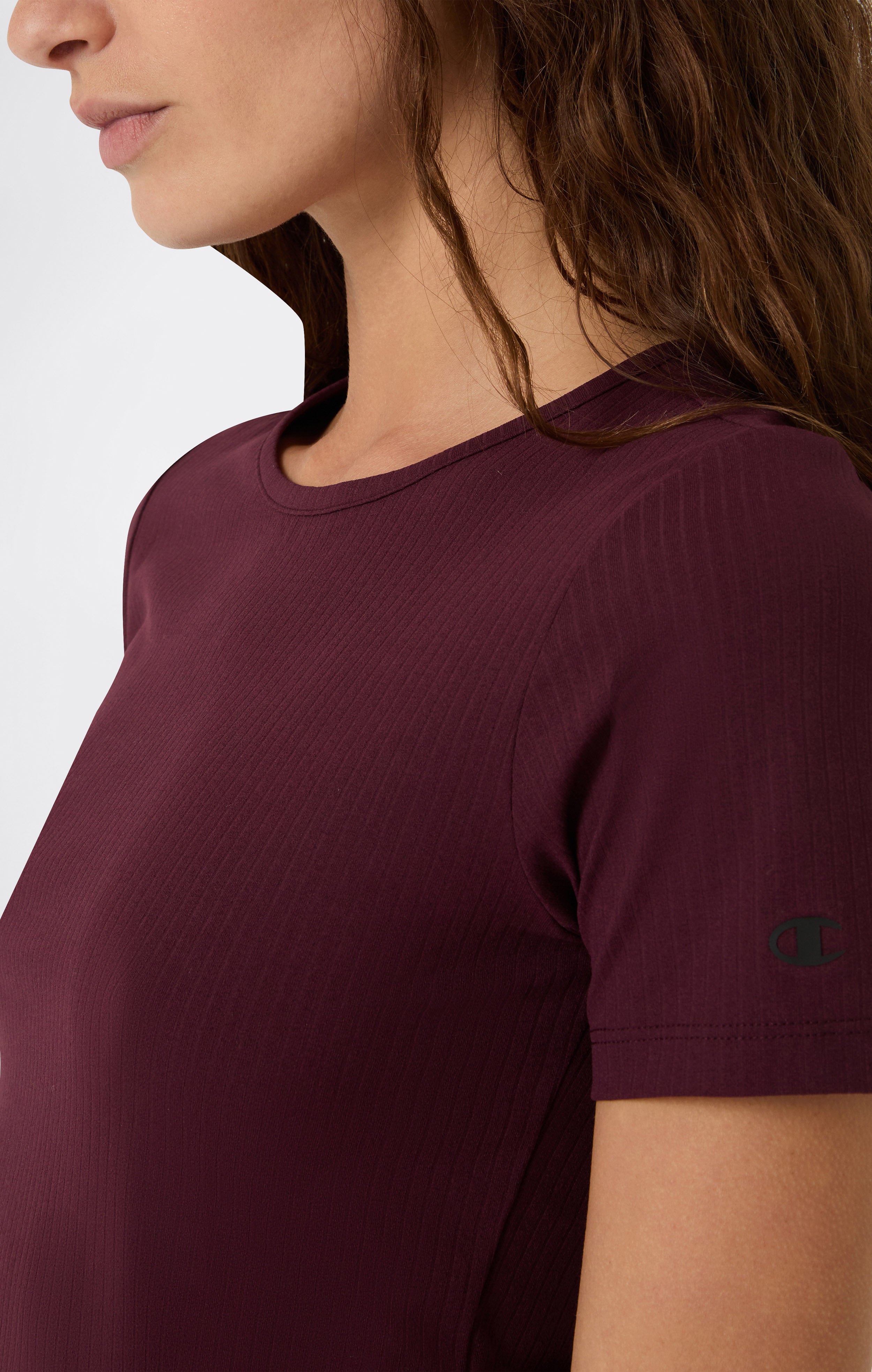 Damen T-Shirt aus Rippstoff, Slim Fit, C-Tech