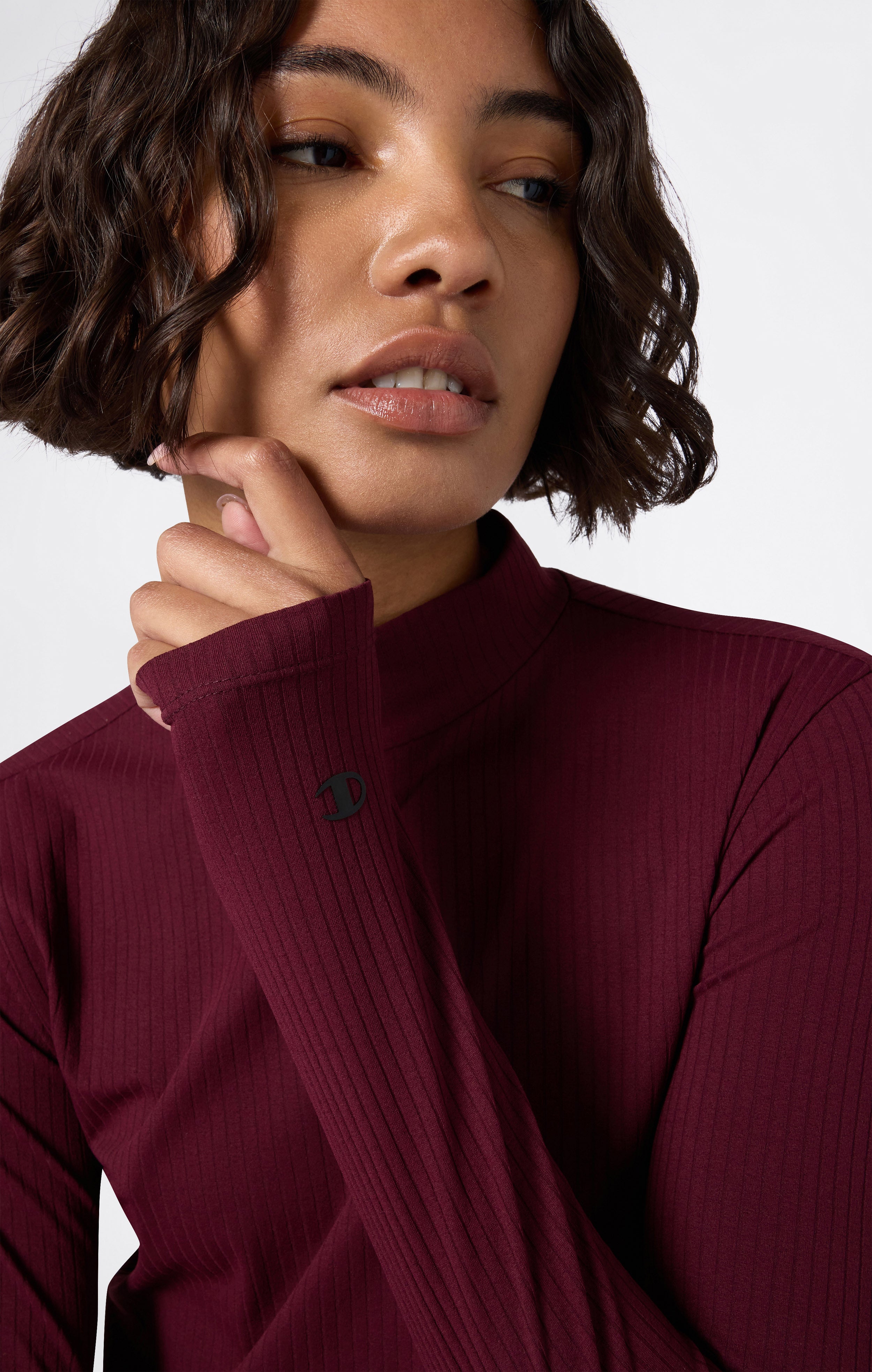 T-shirt a Maniche Lunghe da Donna a Costine Slim Fit C-Tech