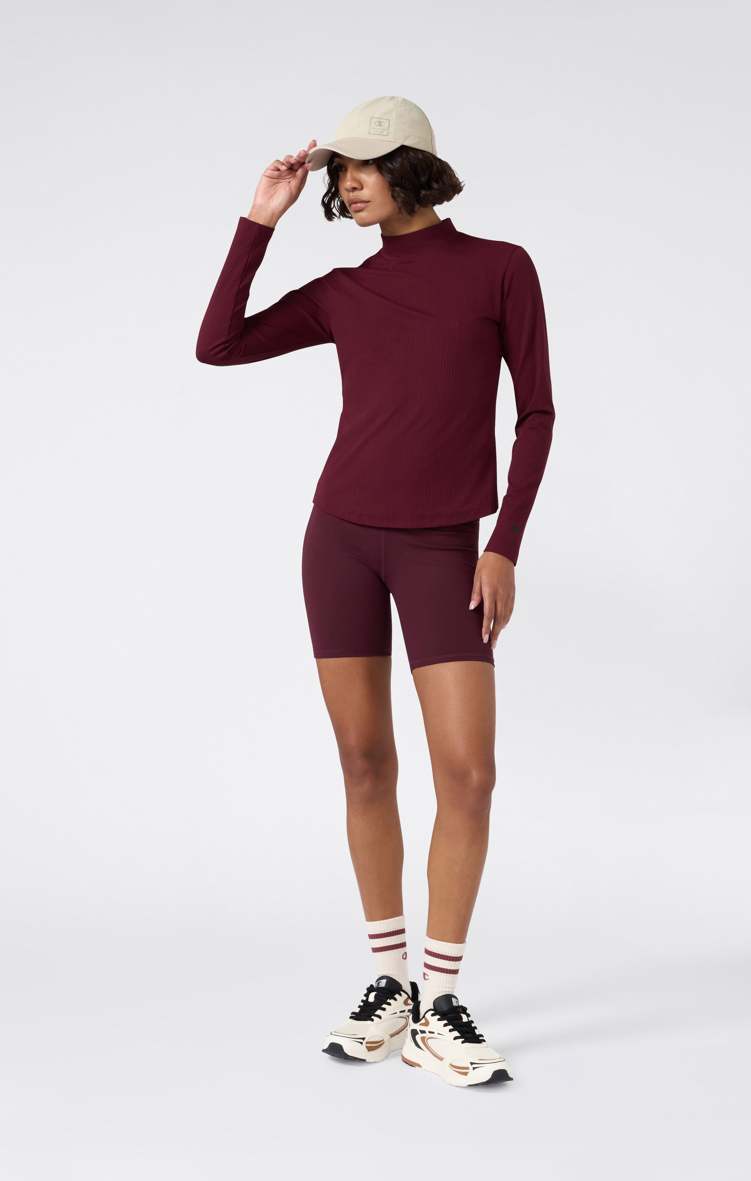 T-shirt a Maniche Lunghe da Donna a Costine Slim Fit C-Tech