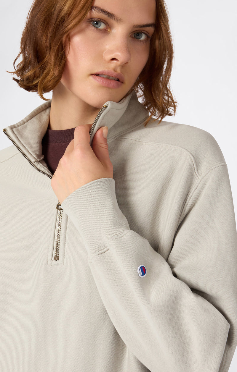 Felpa Half Zip da Donna con interno felpato REVERSE WEAVE