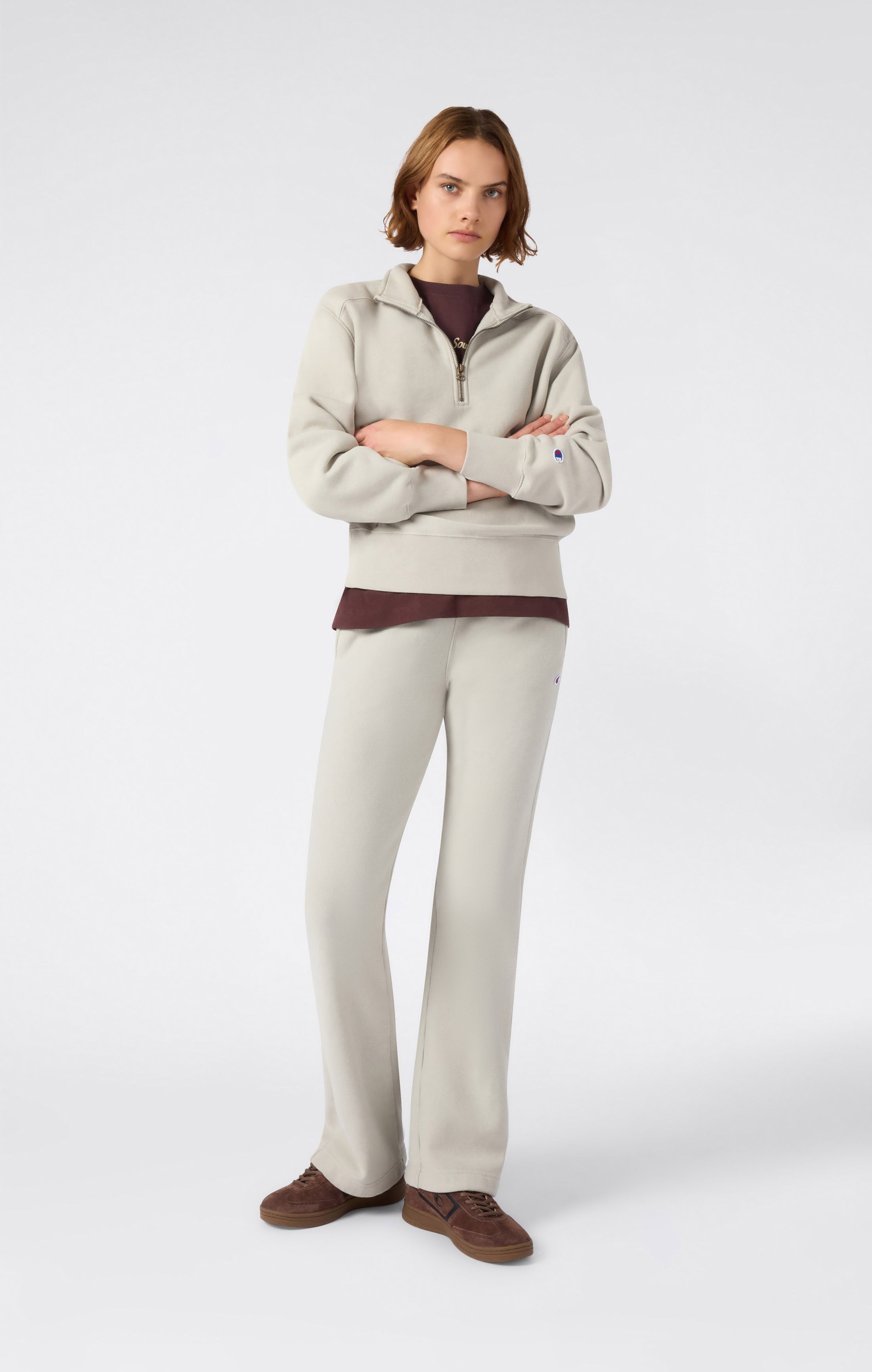 Felpa Half Zip da Donna con interno felpato REVERSE WEAVE