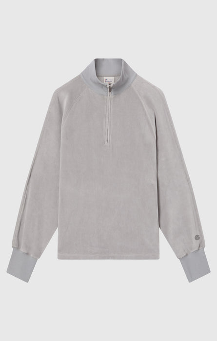 Felpa in velluto con zip a metà da donna