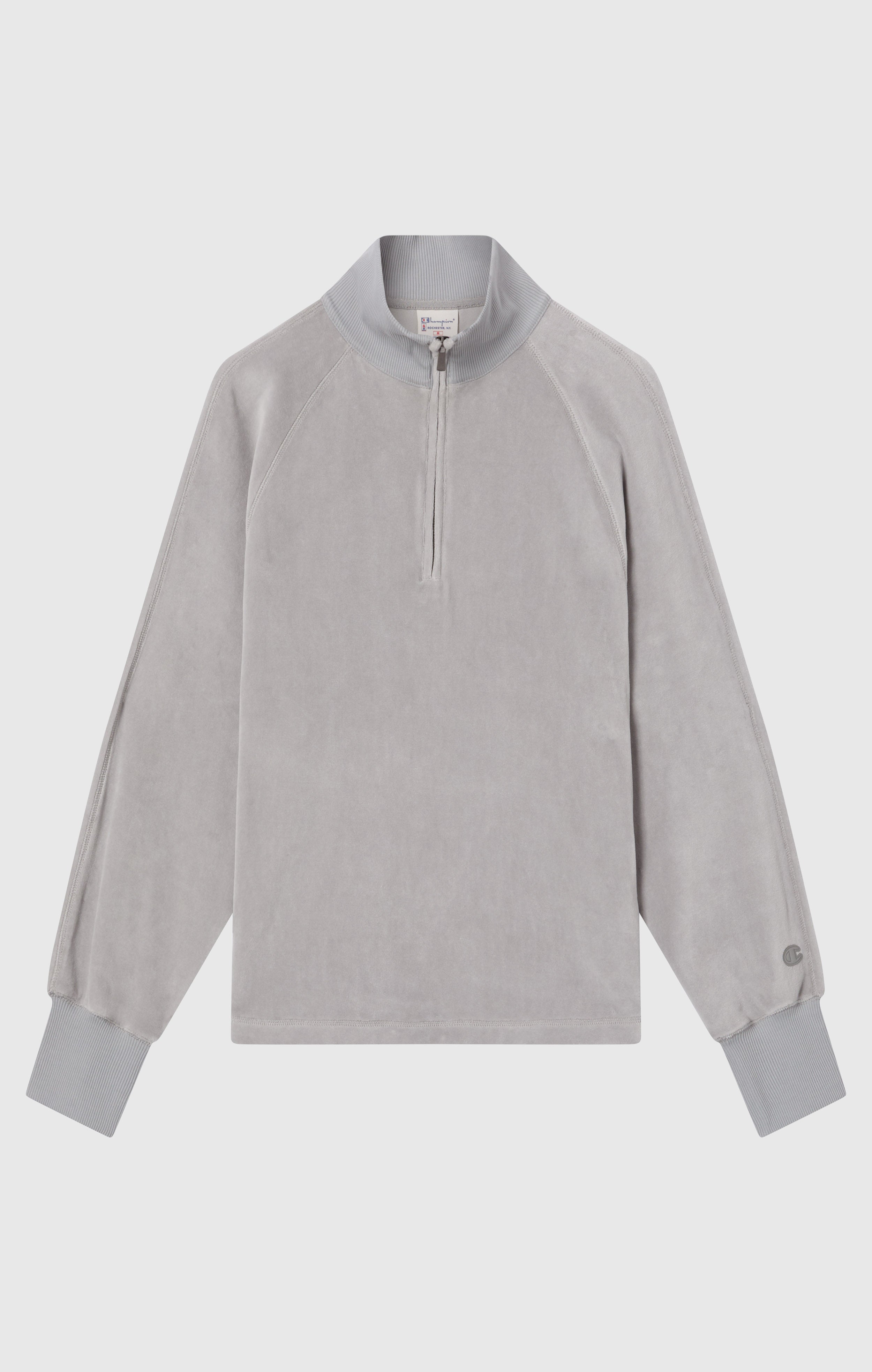 Velours-Sweatshirt mit halbem Reißverschluss für Damen