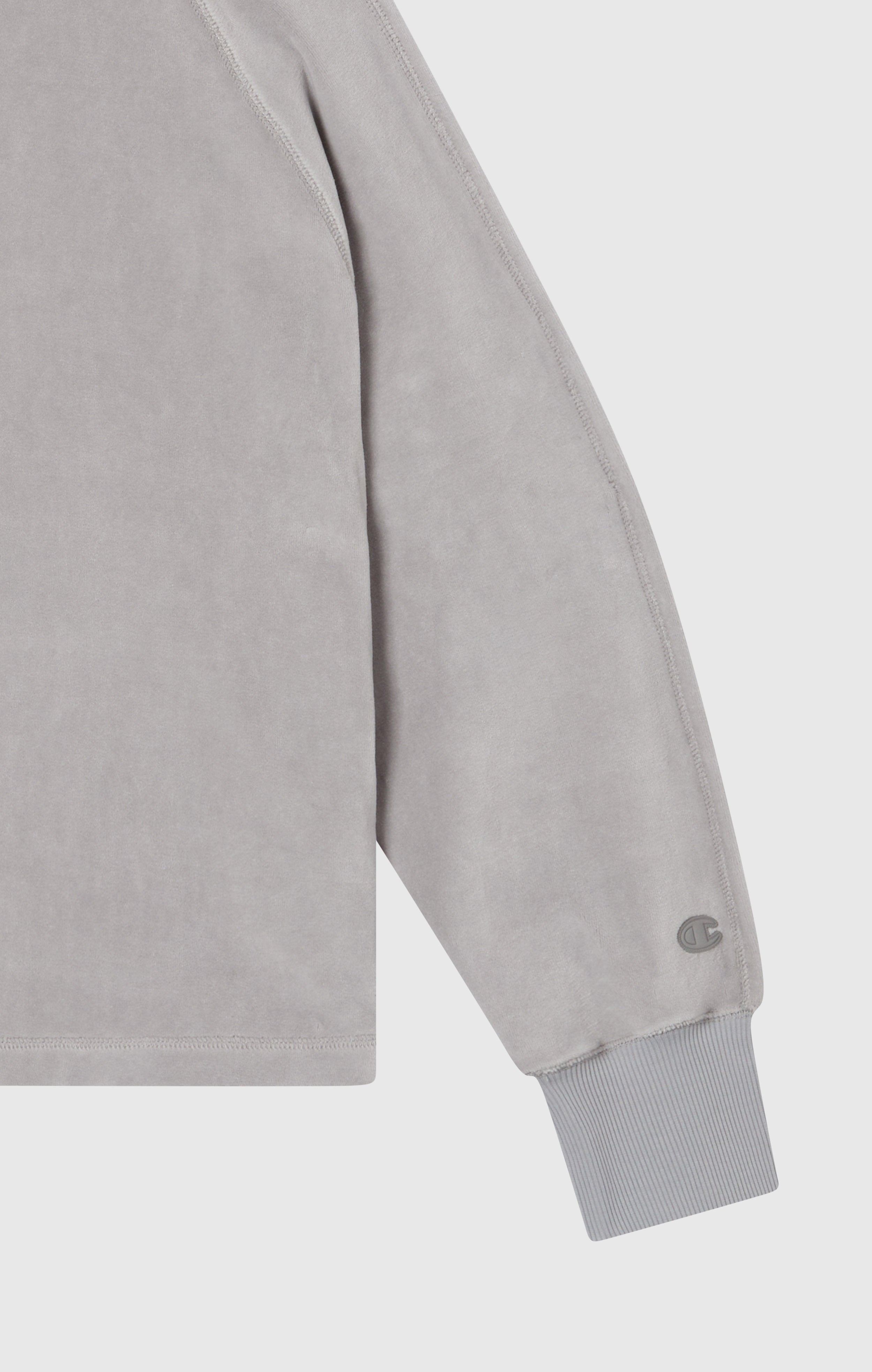 Velours-Sweatshirt mit halbem Reißverschluss für Damen