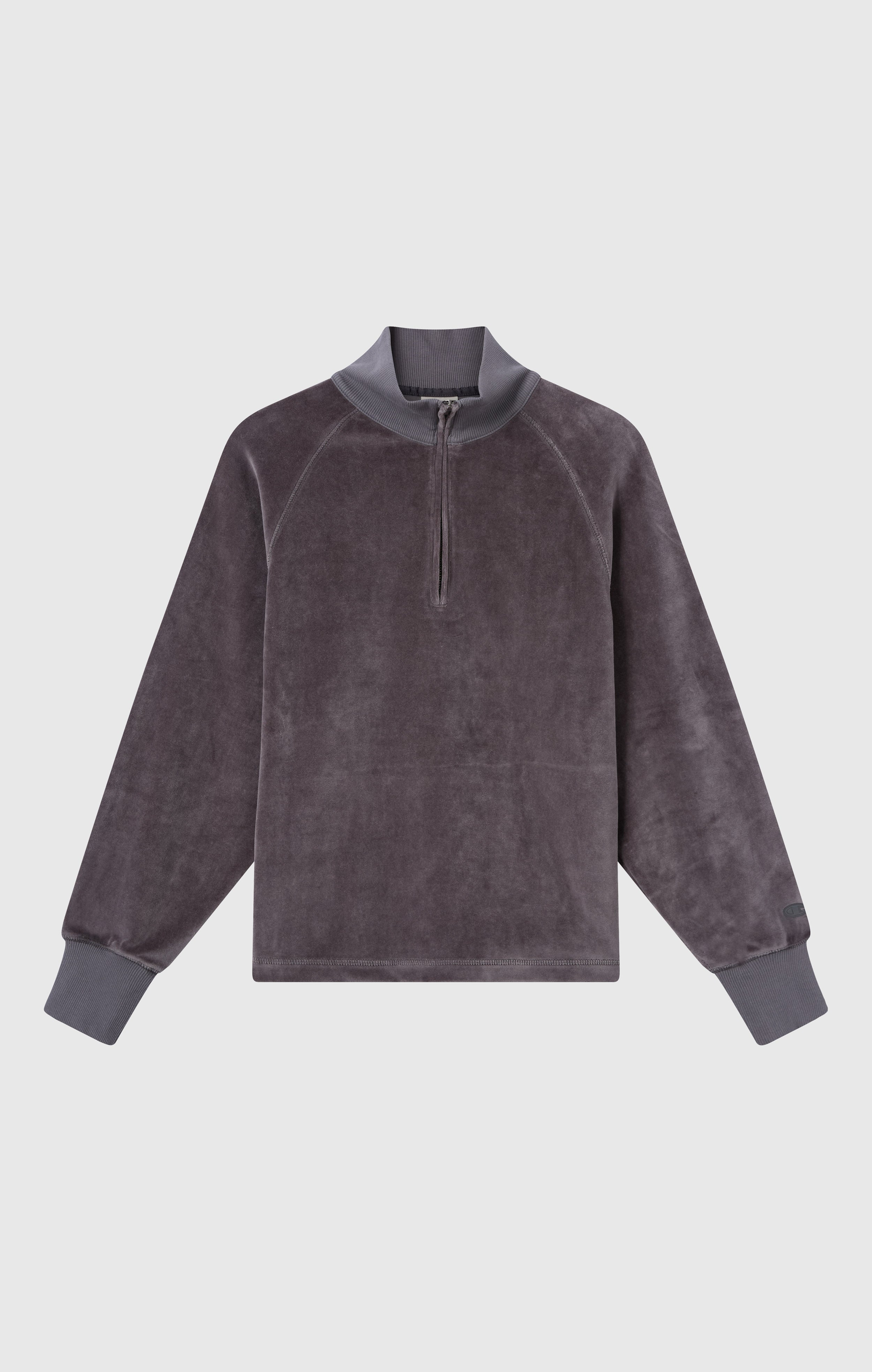 Velours-Sweatshirt mit halbem Reißverschluss für Damen