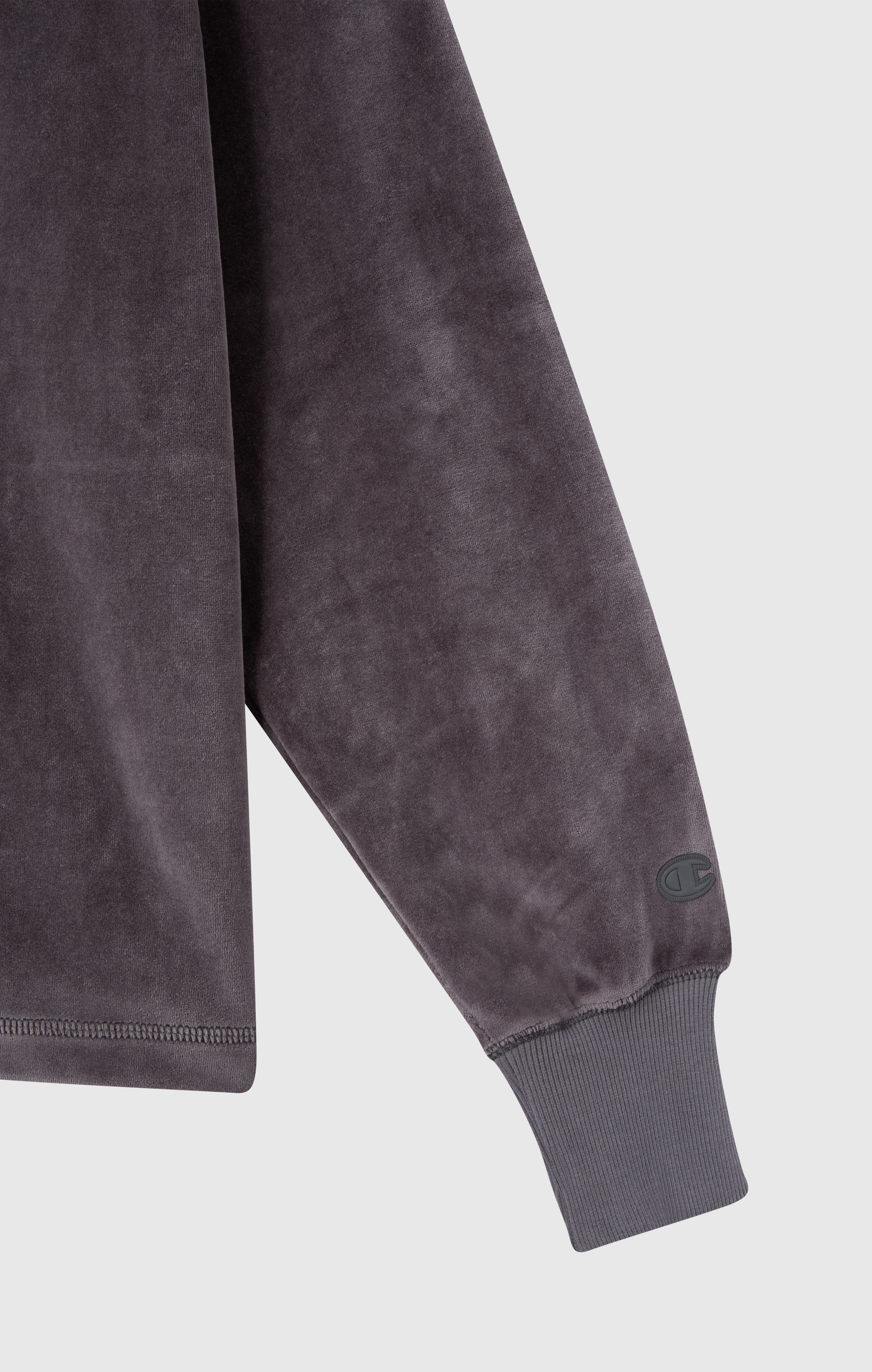 Velours-Sweatshirt mit halbem Reißverschluss für Damen