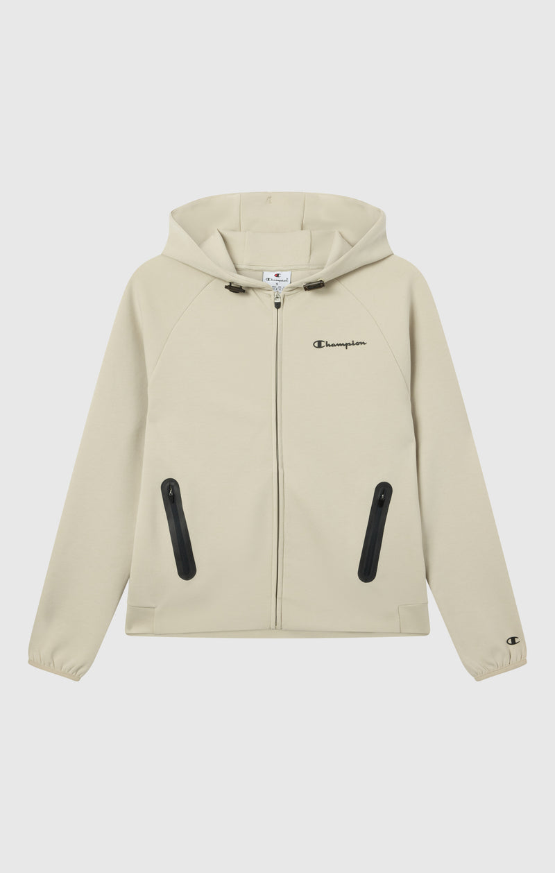 Felpa Donna Con Cappuccio E Zip Intera In Misto Cotone Stretch C-Tech