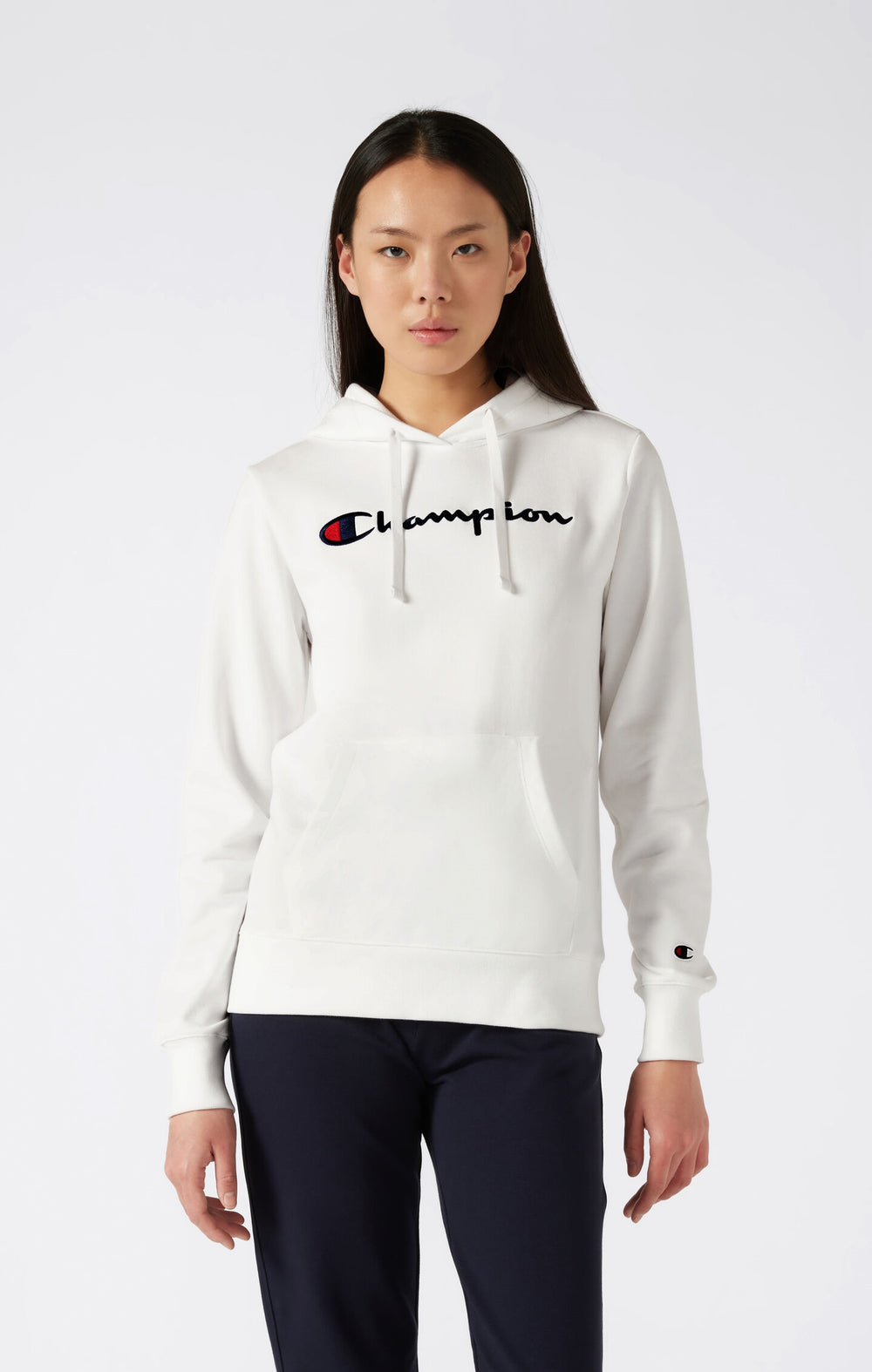 Felpa Slim Fit leggera con cappuccio e logo grande da donna