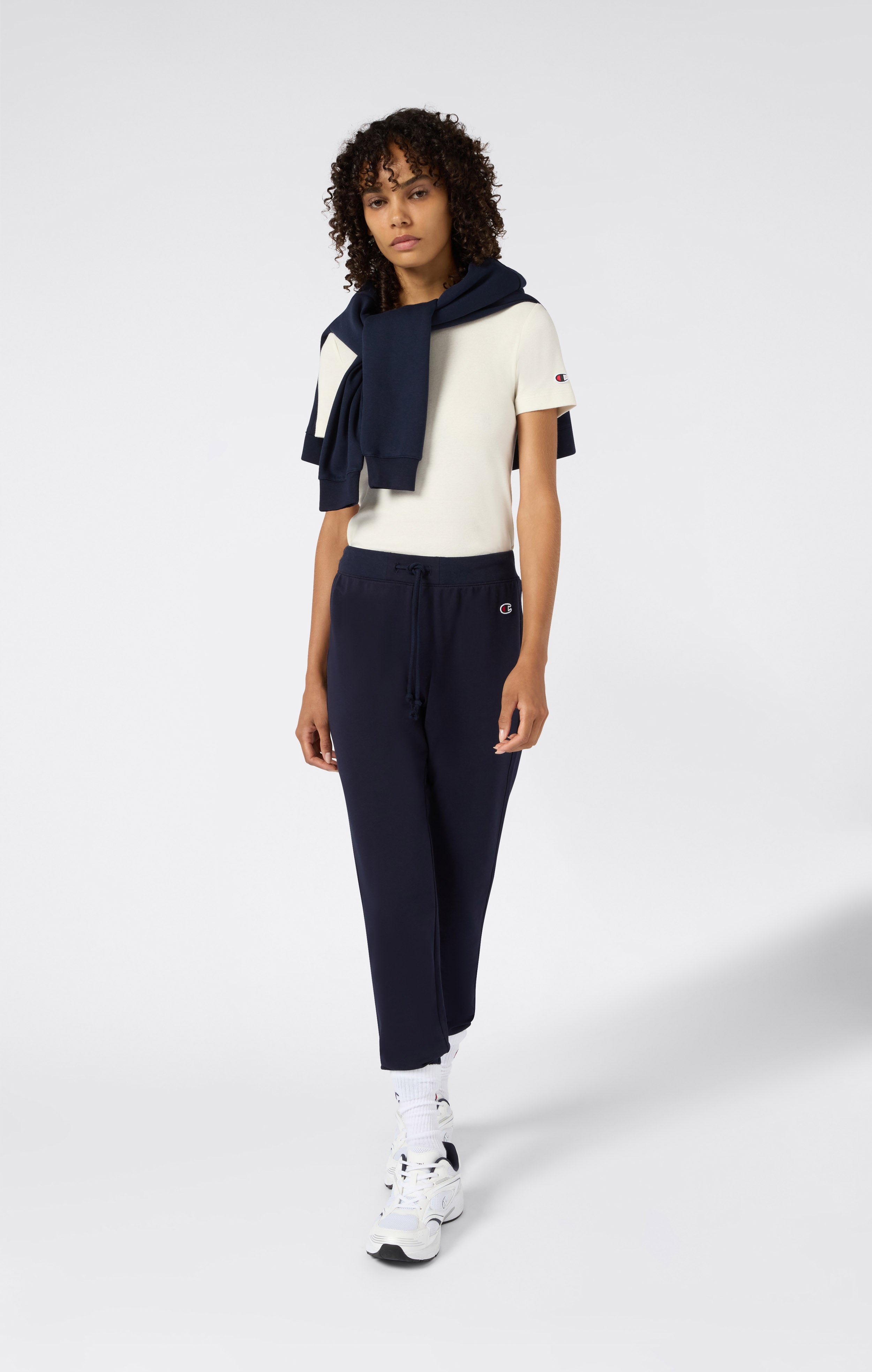 Pantalon Léger Coupe Slim avec Bas à Cordon de Serrage Femme