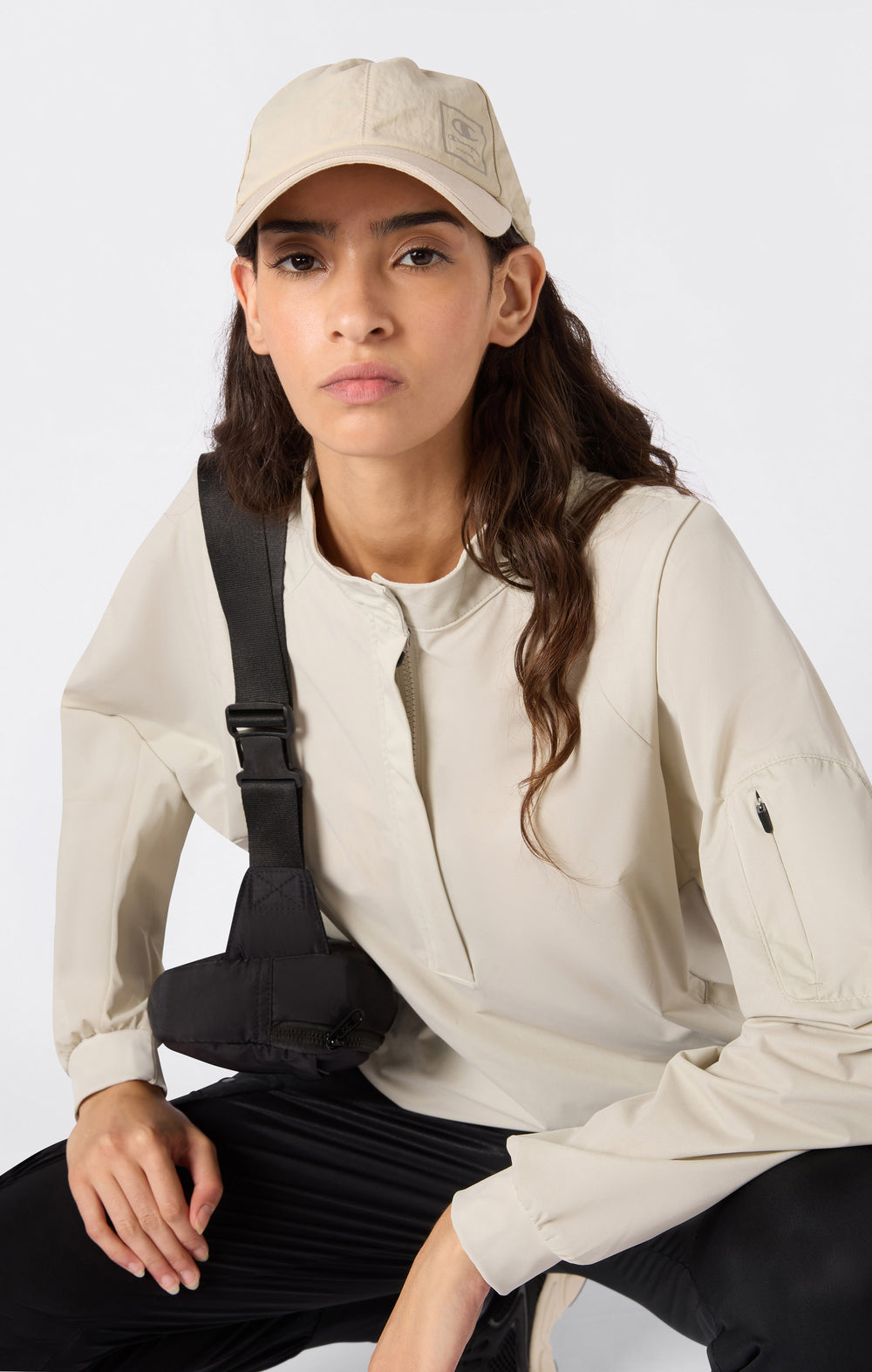 Damen Ultra Leichtes Halbzip Webstoff Top