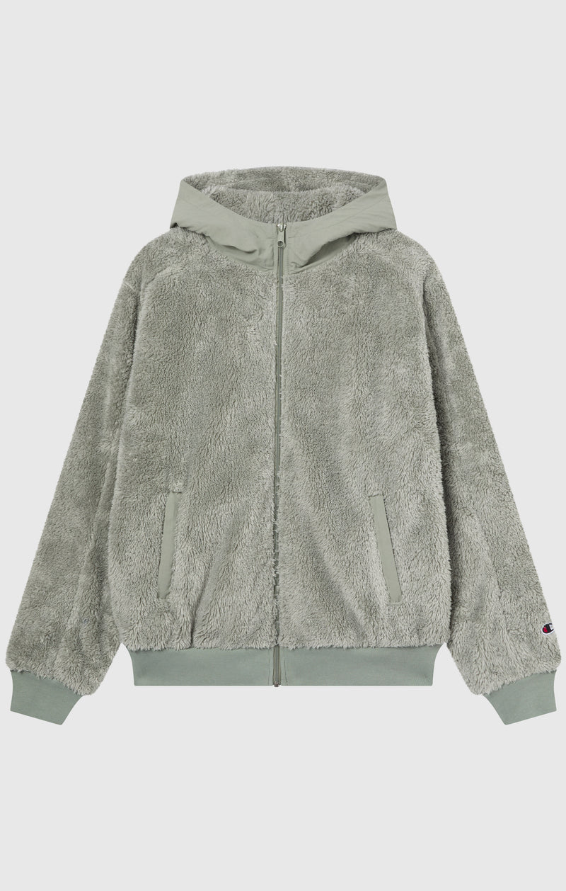 Damen Sherpa Teddy Kapuzensweatshirt mit durchgehendem Reißverschluss
