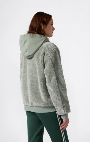 Damen Sherpa Teddy Kapuzensweatshirt mit durchgehendem Reißverschluss