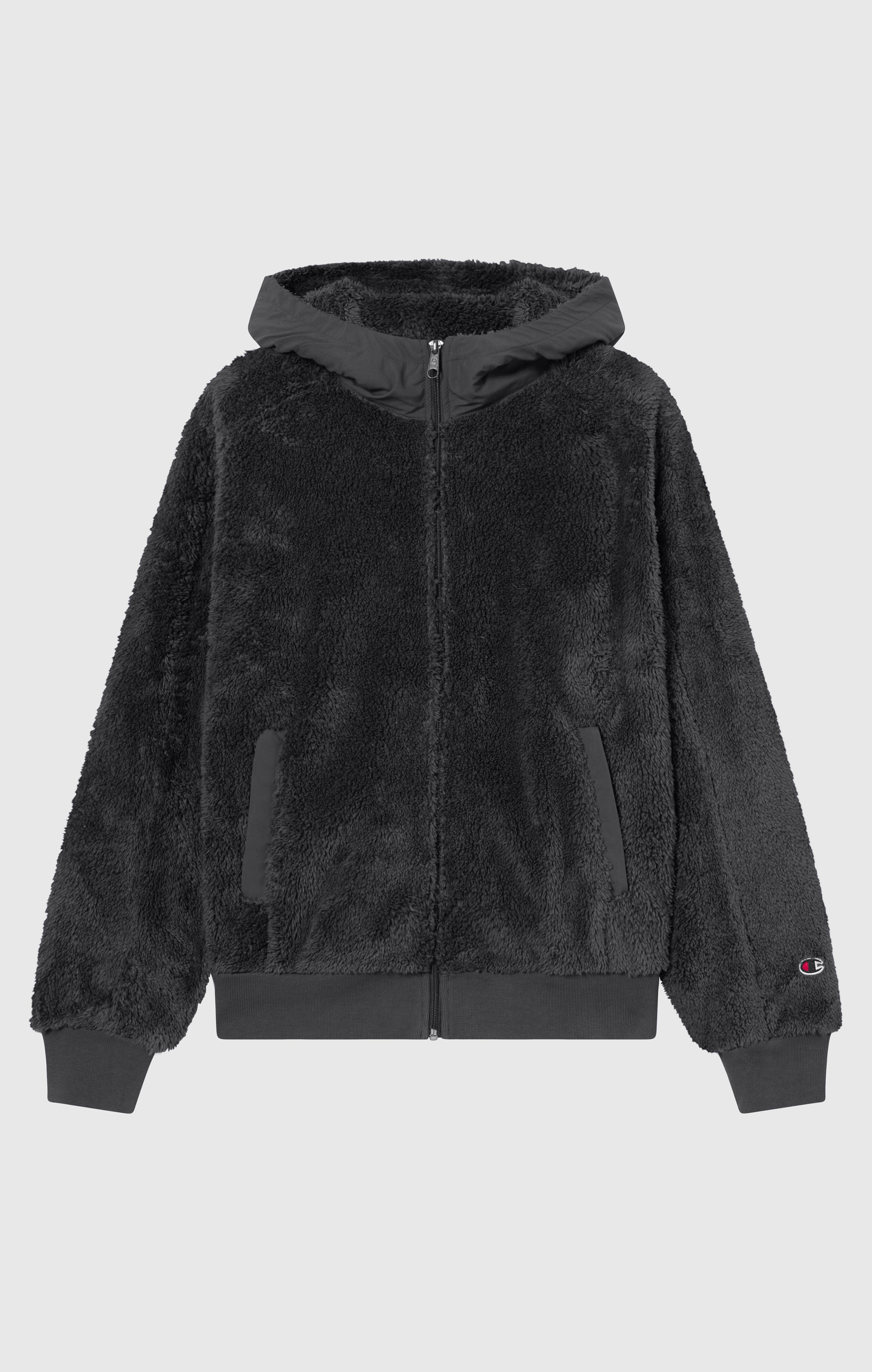 Damen-Polar-Teddy-Kapuzenjacke mit durchgehendem Reißverschluss